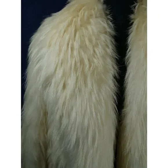 Amazing RARE Bleached Finnish Raccoon & Pearl Fox Fur Coat Jacket Unisex! - 3