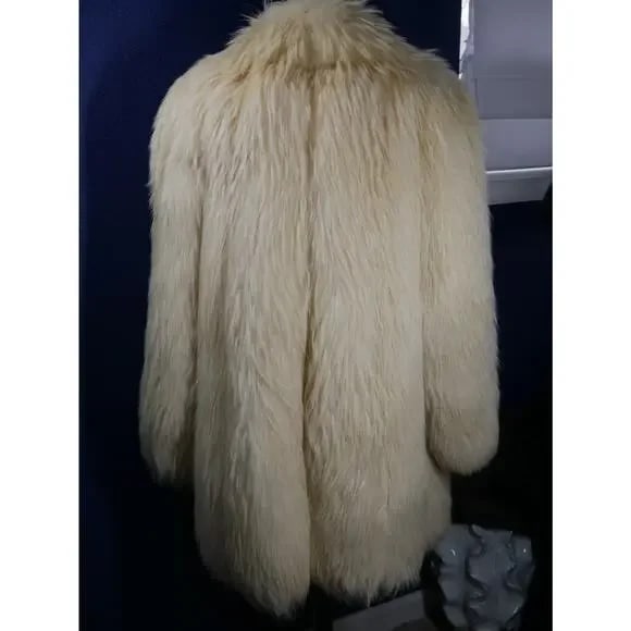 Amazing RARE Bleached Finnish Raccoon & Pearl Fox Fur Coat Jacket Unisex! - 5