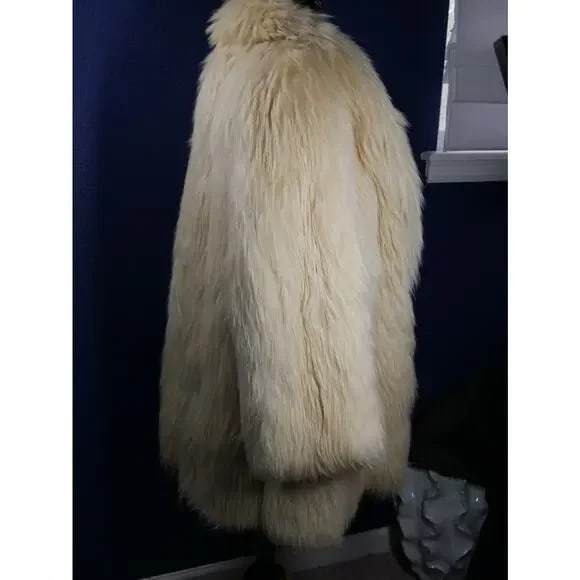 Amazing RARE Bleached Finnish Raccoon & Pearl Fox Fur Coat Jacket Unisex! - 7