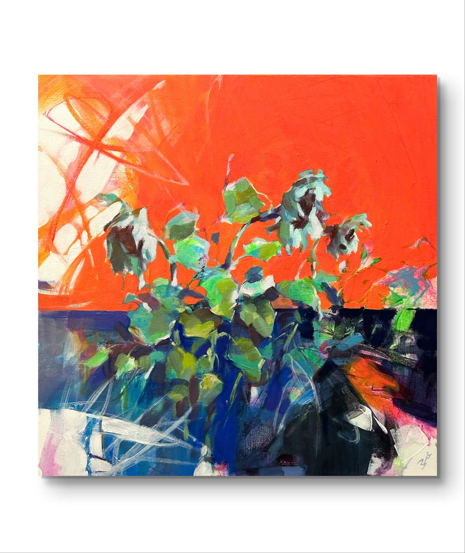 Oil still life painting Sunflowers Ivan T.: Title: Oil still life painting Sunflowers Ivan T. Description: 6IT Painter: Ivan T. Size: 40x40 cm/15.74x15.74 inches Components: oil, acrylic, canvas Original painting from our collection ERA: 2025 S