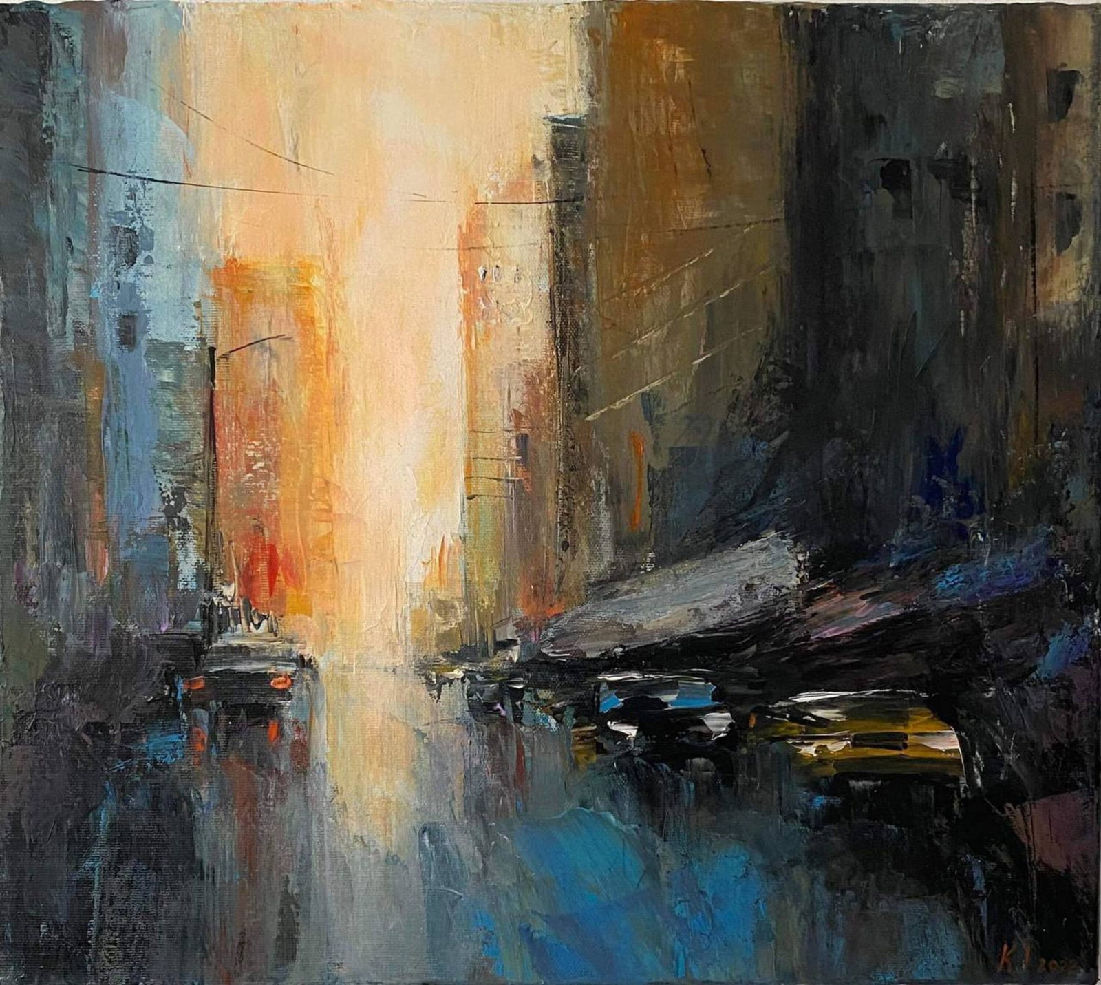 Acrylic painting Sunny Kyiv street Igor Kutsenko: Title: Acrylic painting Sunny Kyiv street Igor Kutsenko Description: 24Kut Painter: Igor Kutsenko Size: 45x40 cm/17,71x15,75 inches Components: Acrylic, canvas Original painting from our