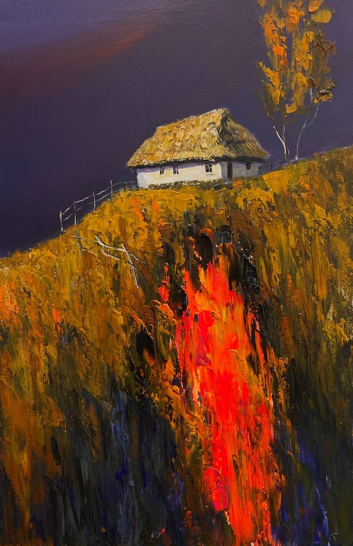 Acrylic painting a warm evening in October Igor Kutsenko: Title: Acrylic painting a warm evening in October Igor Kutsenko Description: 36Kut Painter: Igor Kutsenko Size: 60x40 cm/23.62x15,75 inches Components: Acrylic, canvas Original painting from