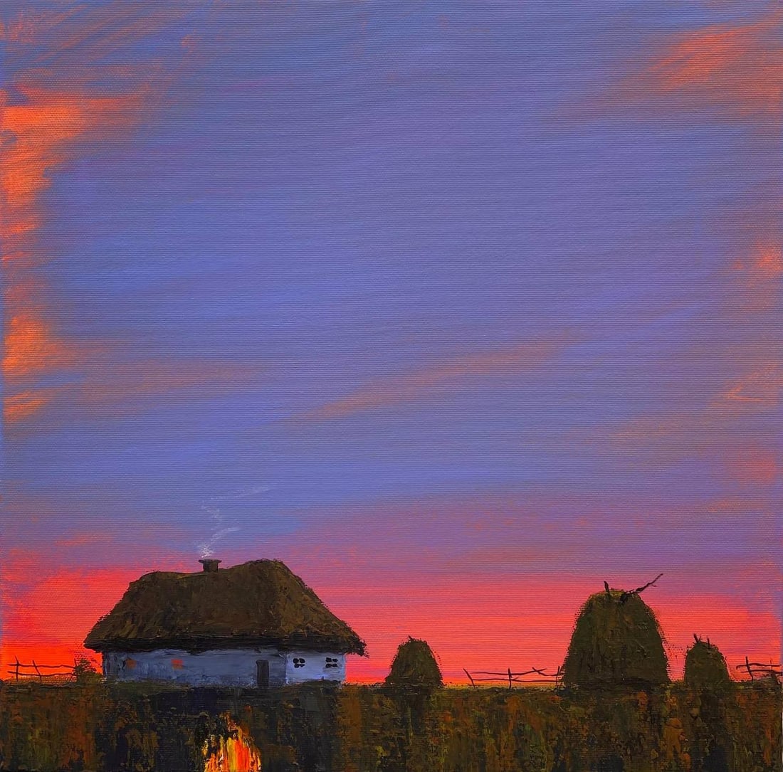 Acrylic painting Near the house Igor Kutsenko: Title: Acrylic painting Near the house Igor Kutsenko Description: 52Kut Painter: Igor Kutsenko Size: 40x40 cm/15,75x15,75 inches Components: Acrylic, canvas Original painting from our collection ERA: