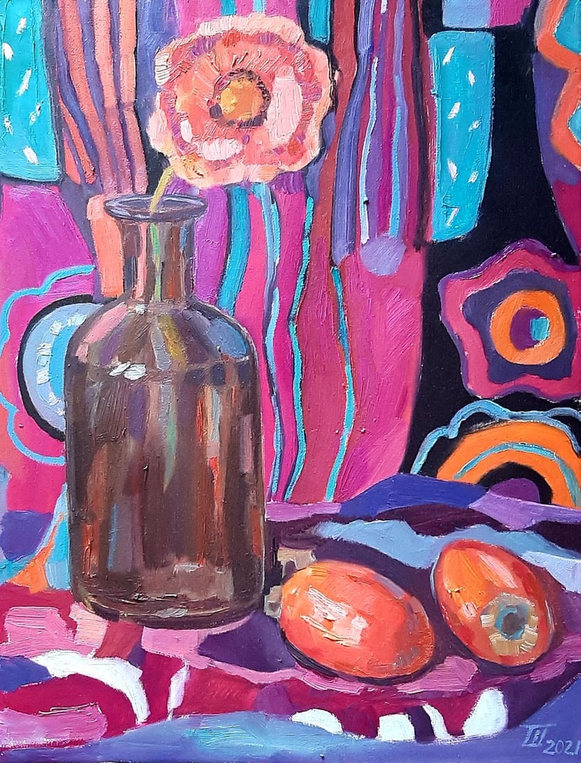 Abstract Oil painting Still life with quince Tetyana Shulyak: Title: Abstract Oil painting Still life with quince Tetyana Shulyak Description: 08Sl Painter: Tetyana Shulyak Size: 45x34.5 cm/17.71x13.58 inches Components: oil, canvas Original painting from