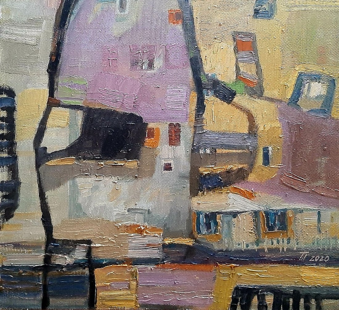 Abstract Oil painting Mind games Tetyana Shulyak: Title: Abstract Oil painting Mind games Tetyana Shulyak Description: 22Sl Painter: Tetyana Shulyak Size: 37x40 cm/14.56x15.74 inches Components: oil, canvas Original painting from our collection ERA: 