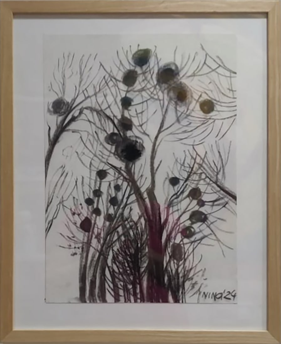 Oil painting Trees Nina L: Title: Oil painting Trees Nina L Description: 23Lt Painter: Nina L. Size: 53x43 cm/ 20.86x16.92 inches Components: coal, paper Original painting CONDITION: exellent ERA: 2024 ARTIST: She was born on