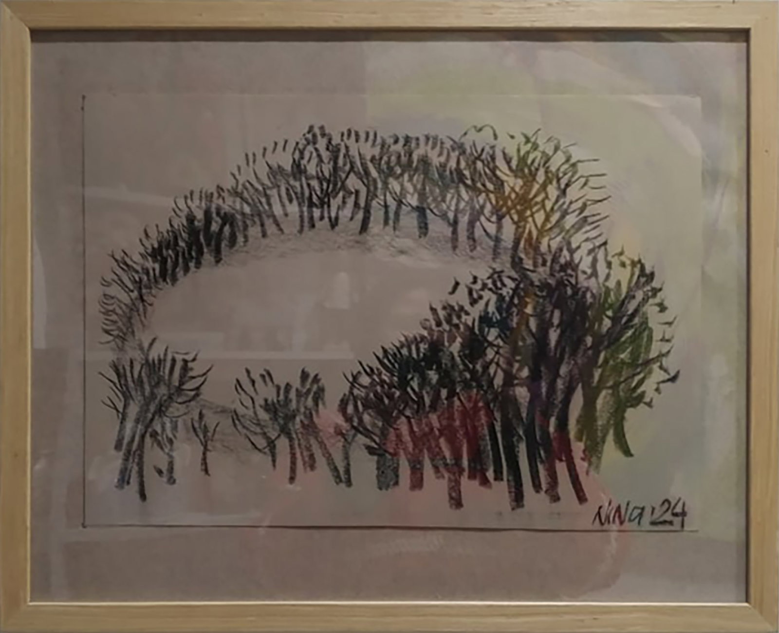 Oil painting Lake Nina L: Title: Oil painting Lake Nina L Description: 24Lt Painter: Nina L. Size: 43x53 cm/ 16.92x20.86 inches Components: coal, paper Original painting CONDITION: exellent ERA: 2024 ARTIST: She was born on N