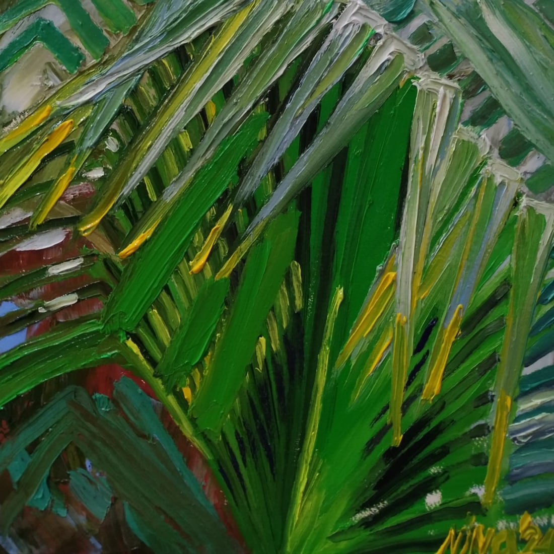 Oil painting Tropics Nina L: Title: Oil painting Tropics Nina L Description: 32Lt Painter: Nina L. Size: 40x40 cm/ 15.74x15.74 inches Components: oil, canvas Original painting CONDITION: exellent ERA: 2024 ARTIST: She was born o