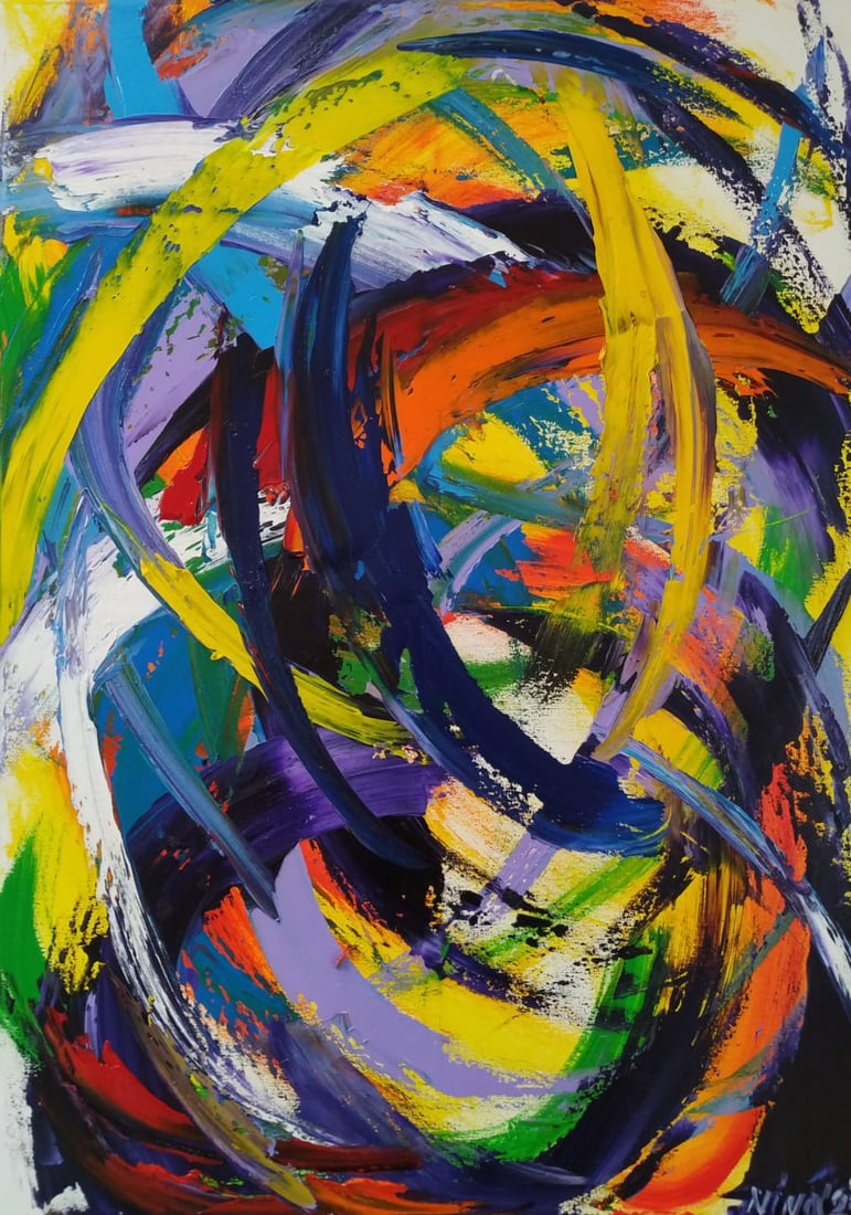 Abstract Oil painting Universe Nina L: Title: Abstract Oil painting Universe Nina L Description: 60Lt Painter: Nina L. Size: 60x50 cm/ 23.62x19.68 inches Components: oil, canvas Original painting CONDITION: exellent ERA: 2024 ARTIST: She