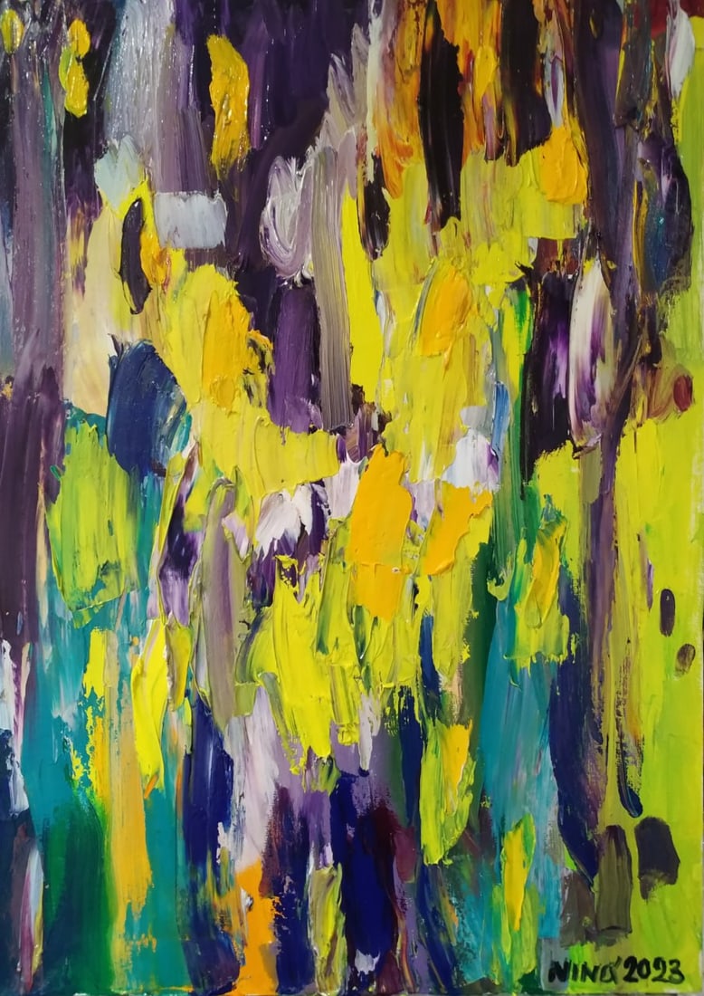 Oil painting Daffodils and irises Nina L: Title: Oil painting Daffodils and irises Nina L Description: 72Lt Painter: Nina L. Size: 70x50 cm/ 27.55x19.68 inches Components: oil, canvas Original painting CONDITION: exellent ERA: 2023 