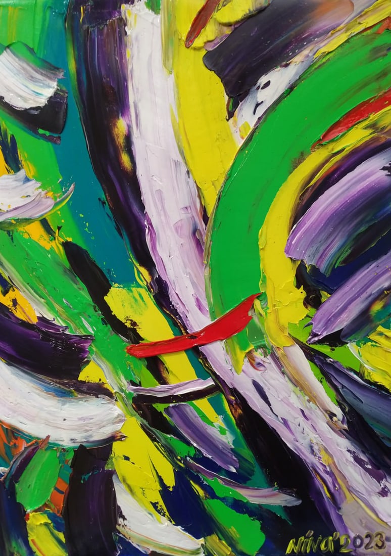 Abstract Oil painting Boat Nina L: Title: Abstract Oil painting Boat Nina L Description: 75Lt Painter: Nina L. Size: 70x50 cm/ 27.55x19.68 inches Components: oil, canvas Original painting CONDITION: exellent ERA: 2023 