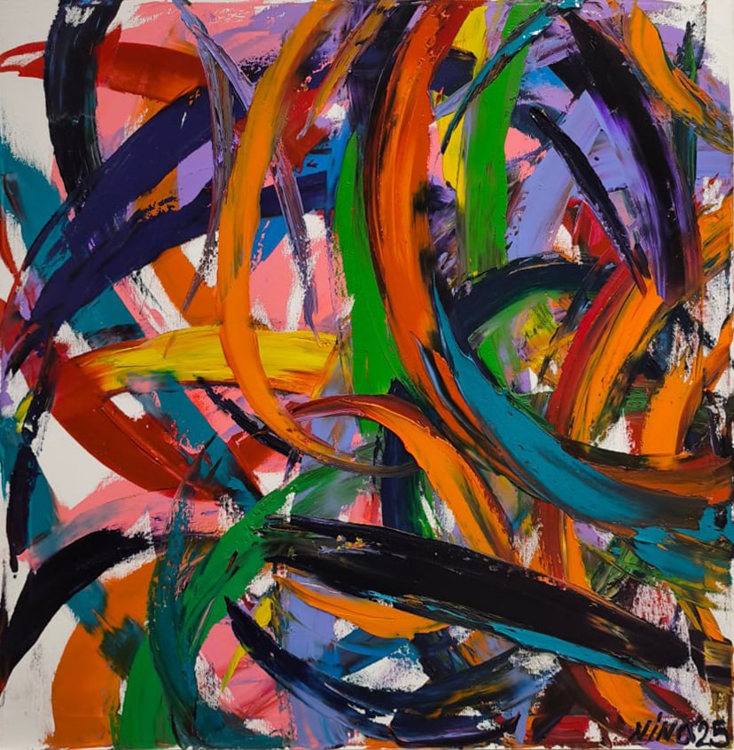 Abstract Oil painting Universe Nina L: Title: Abstract Oil painting Universe Nina L Description: 119Lt Painter: Nina L. Size: 70x70 cm/ 27.55x27.55 inches Components: oil, canvas Original painting CONDITION: exellent ERA: 2025 ARTIST: She