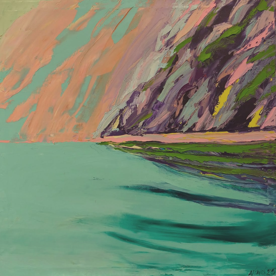 Oil painting Morning in Laguna Nina L: Title: Oil painting Morning in Laguna Nina L Description: 150Lt Painter: Nina L. Size: 80x80 cm/ 31.49x31.49 inches Components: oil, canvas Original painting CONDITION: exellent ERA: 2025 