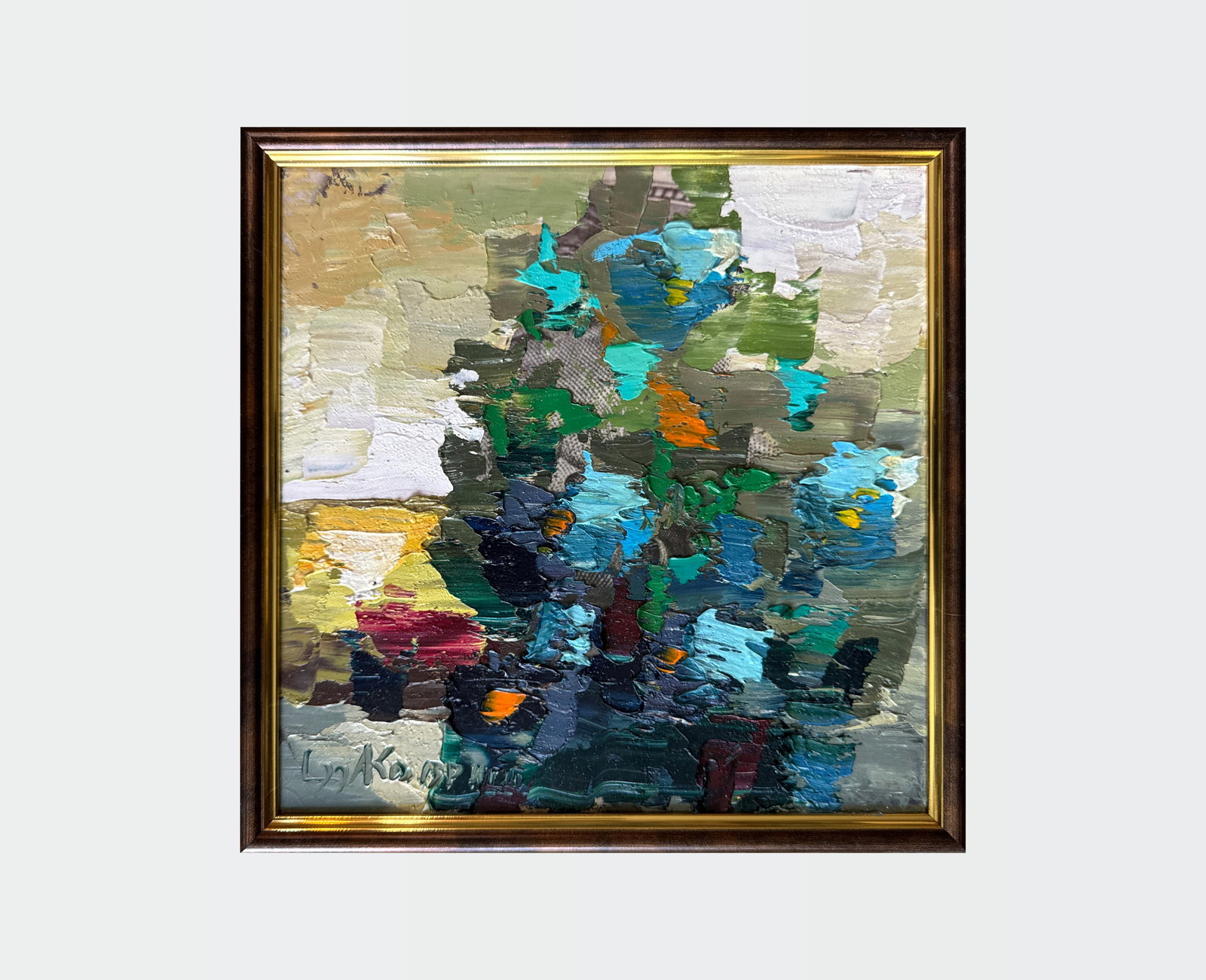 Abstract Oil painting with frame Flowers K. Leonid - 2