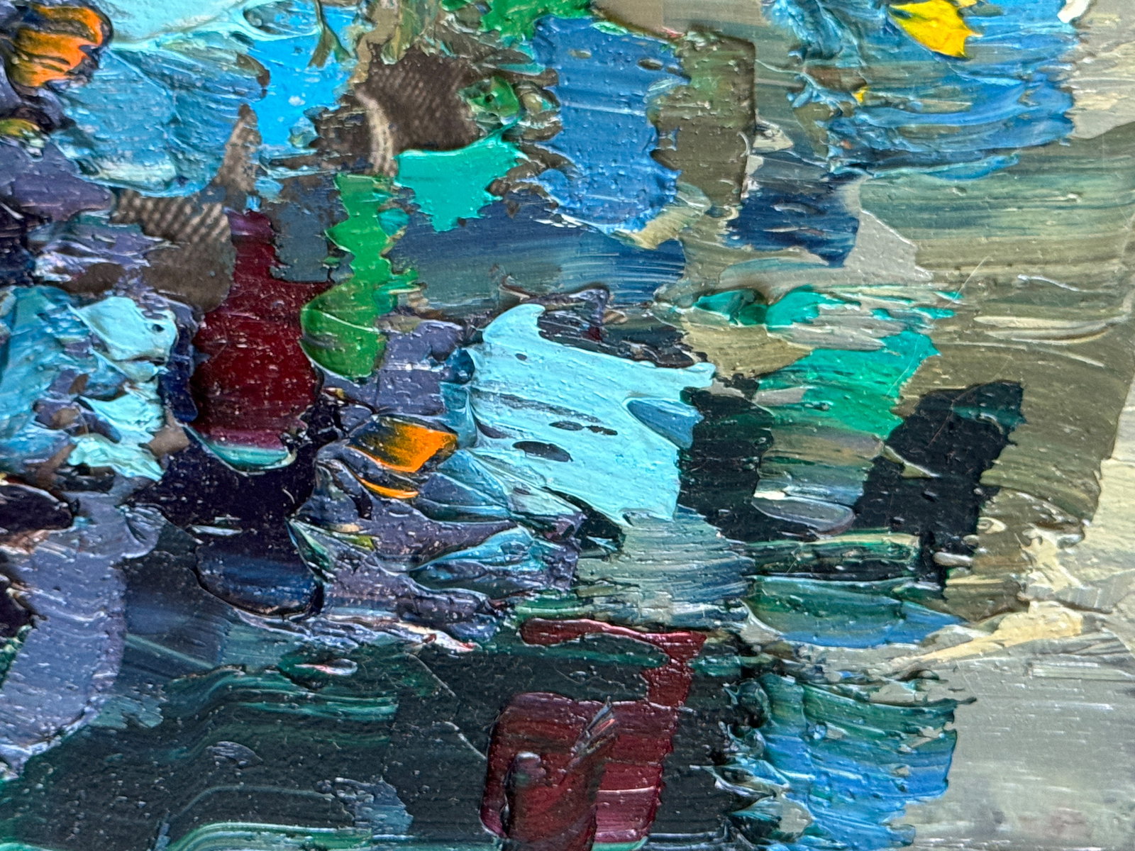 Abstract Oil painting with frame Flowers K. Leonid - 4