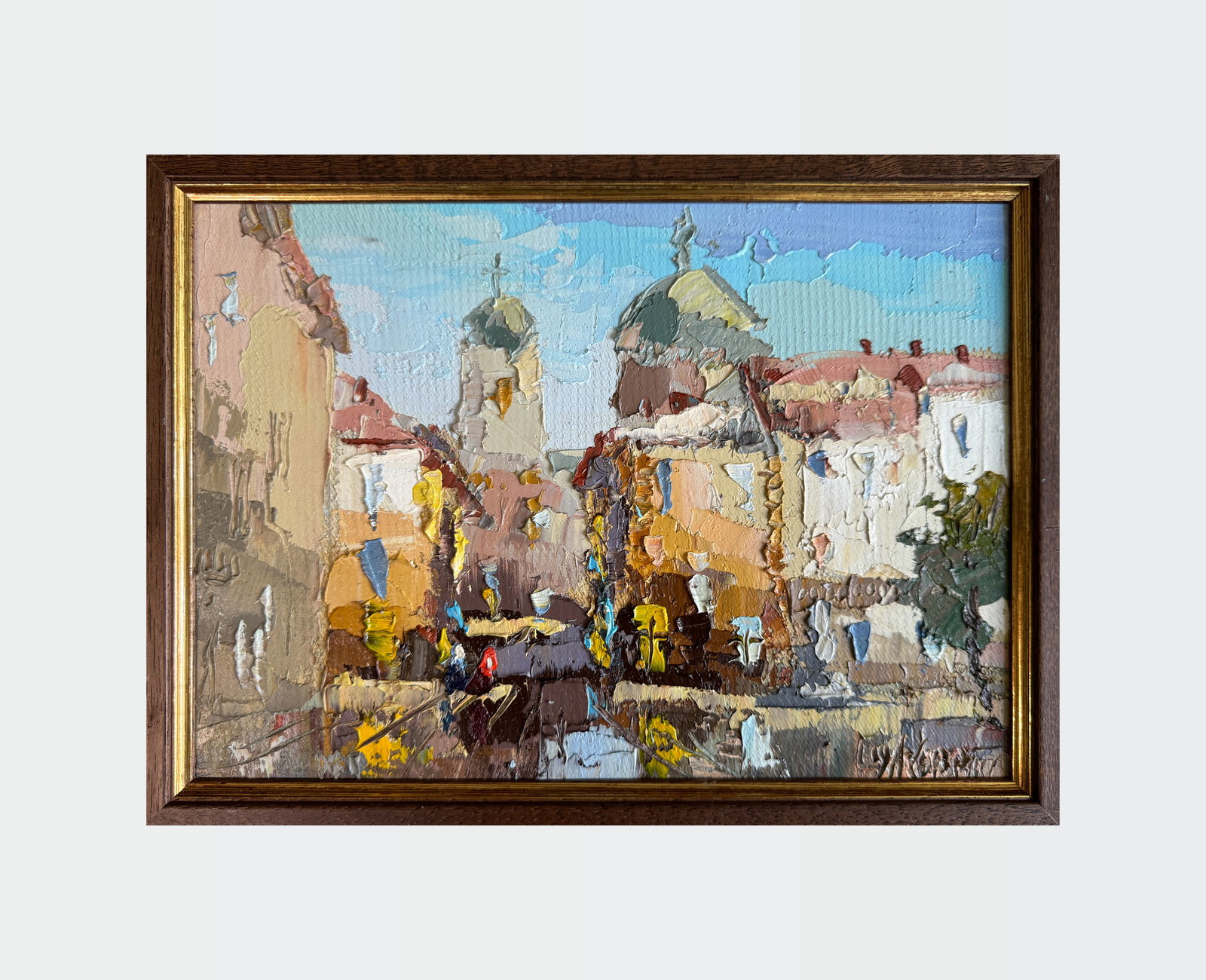Oil painting with frame Lviv. Market K. Leonid - 2