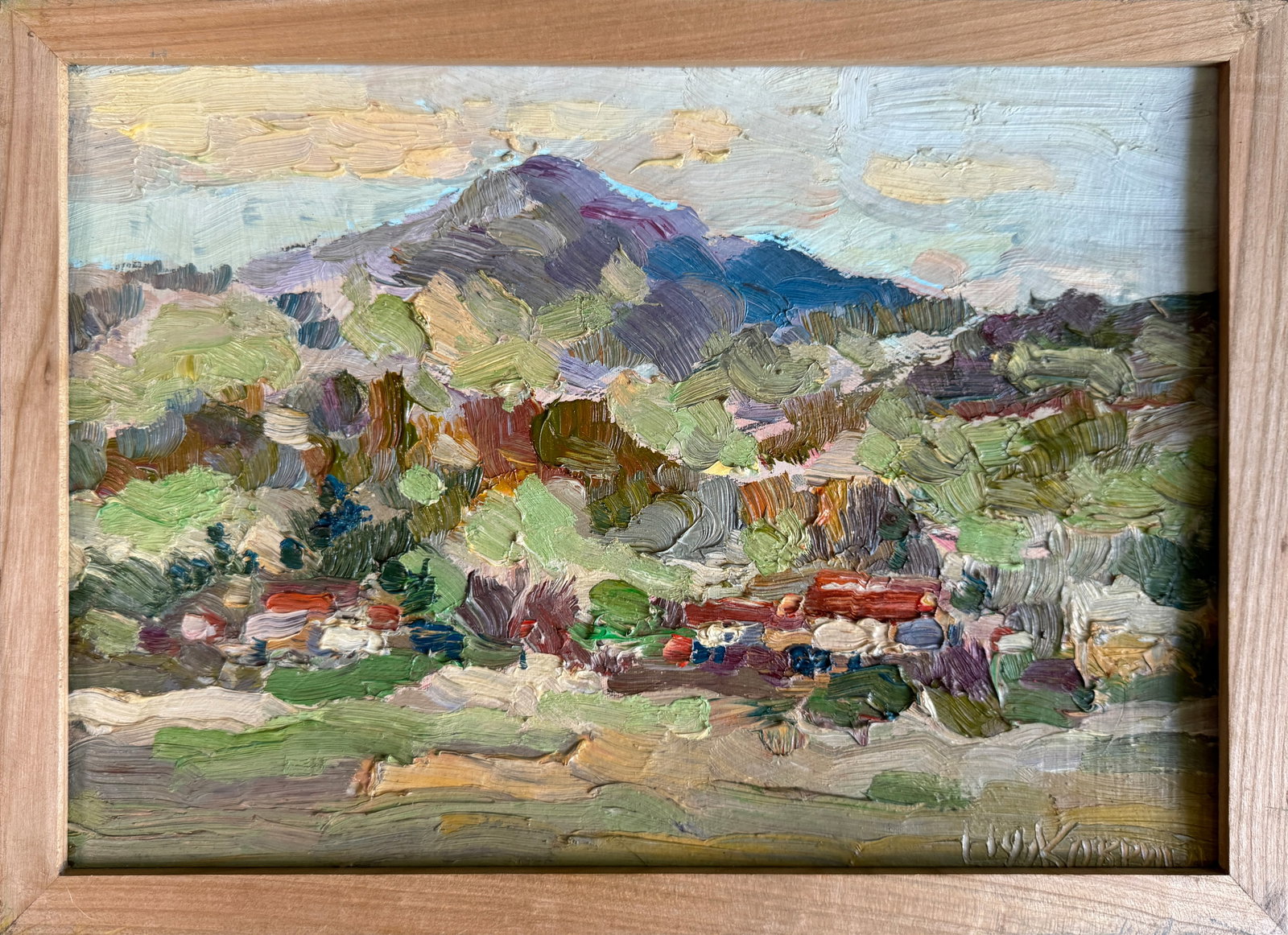 Oil painting with frame Carpathians. Chorna Tysa K. Leonid: Title: Oil painting with frame Carpathians. Chorna Tysa K. Leonid Description: 38KK Painter: K. Leonid Size: 21x30 cm/ 8.26x11.81 inches Components: oil, canvas, cardboard Original painting 