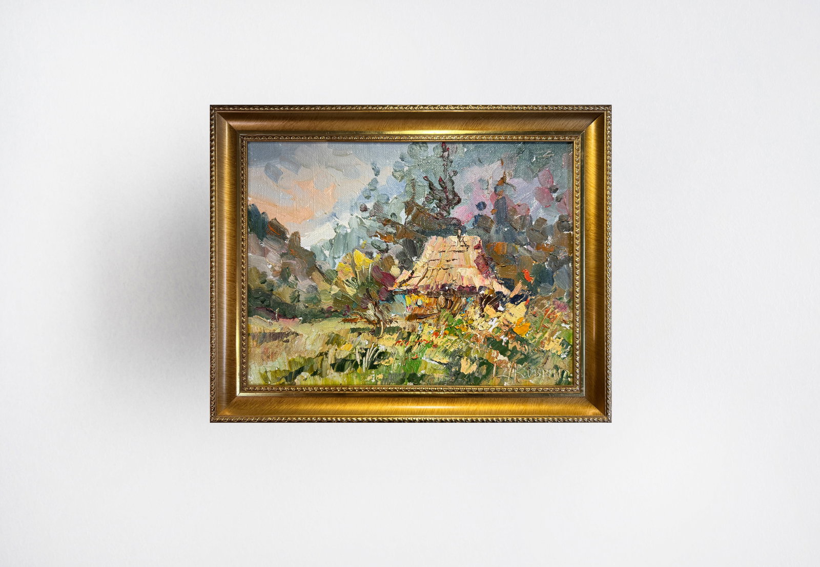 Oil painting with frame An old house K. Leonid - 8