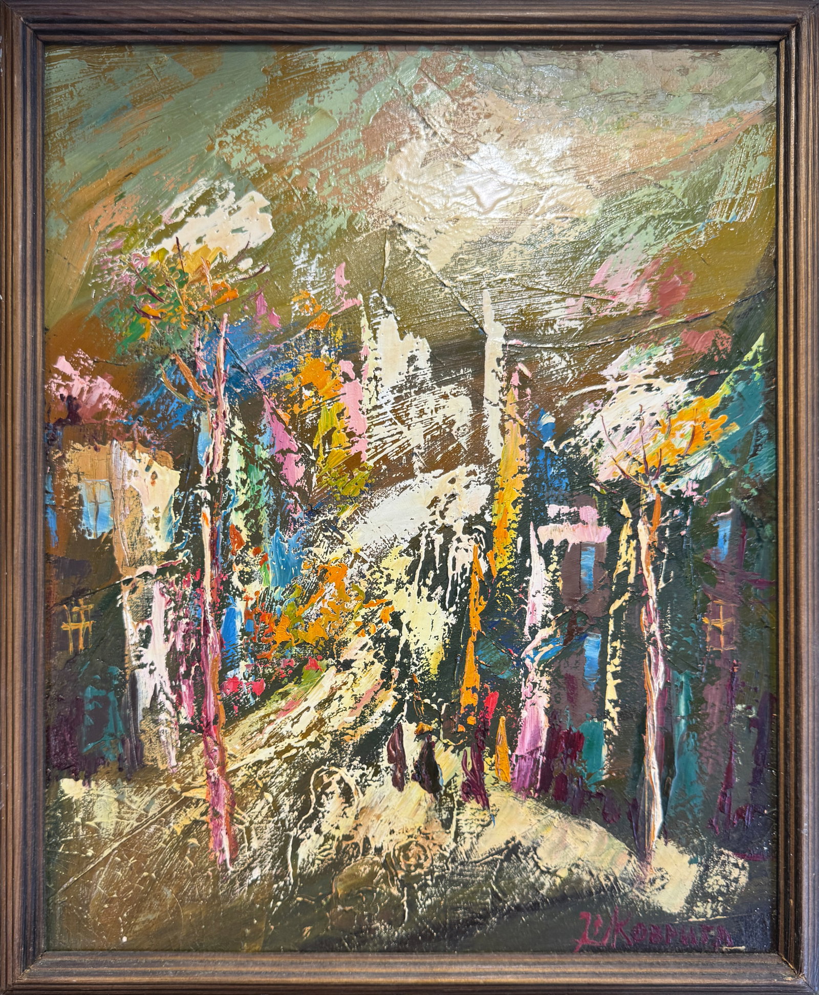 Abstract Oil painting with frame City K. Leonid: Title: Abstract Oil painting with frame City K. Leonid Description: 89KK Painter: K. Leonid Size: 41x33 cm/ 16.14x12.99 inches Components: oil, canvas Original painting CONDITION: exellent ERA:2000 AR