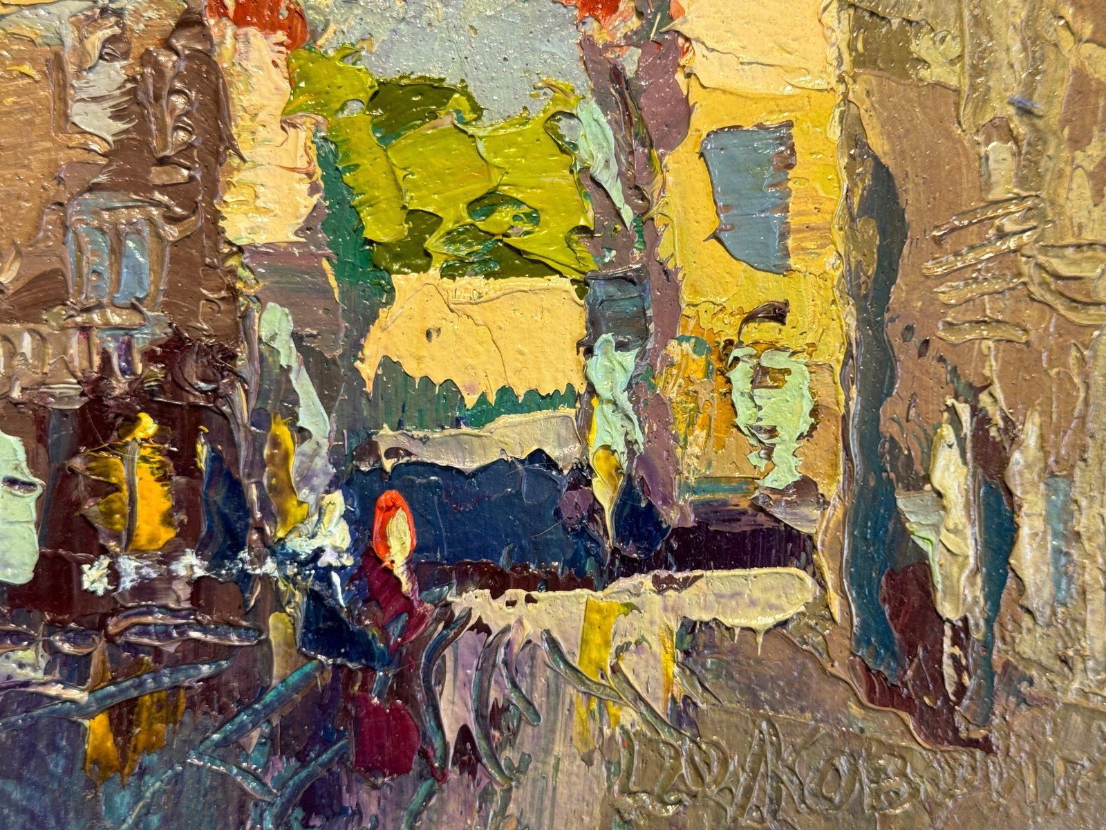 Oil painting with frame Lviv market square K. Leonid - 6