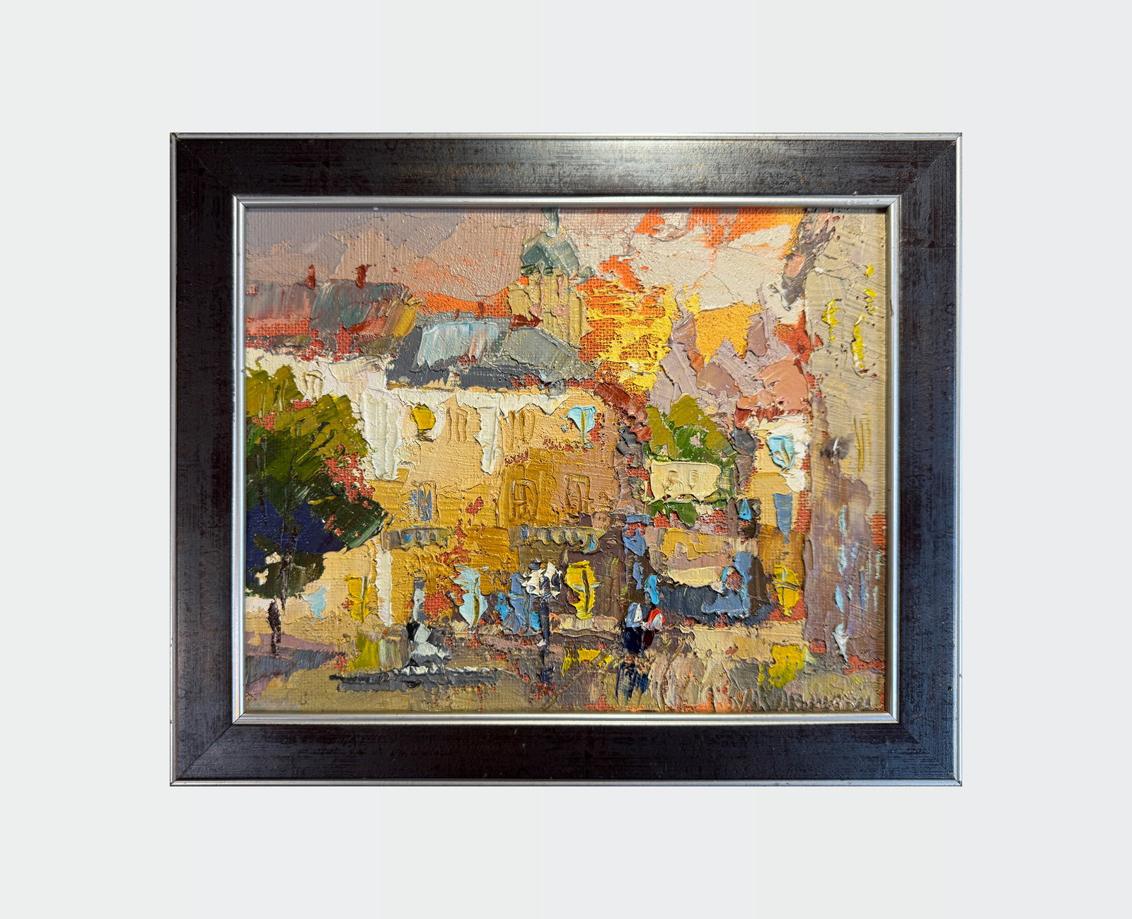 Oil painting with frame Lviv market square K. Leonid - 2