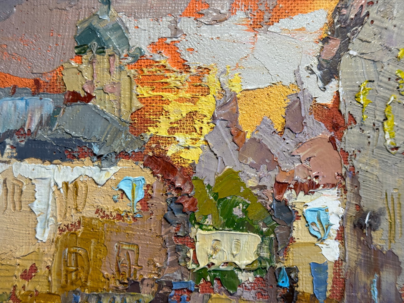 Oil painting with frame Lviv market square K. Leonid - 6