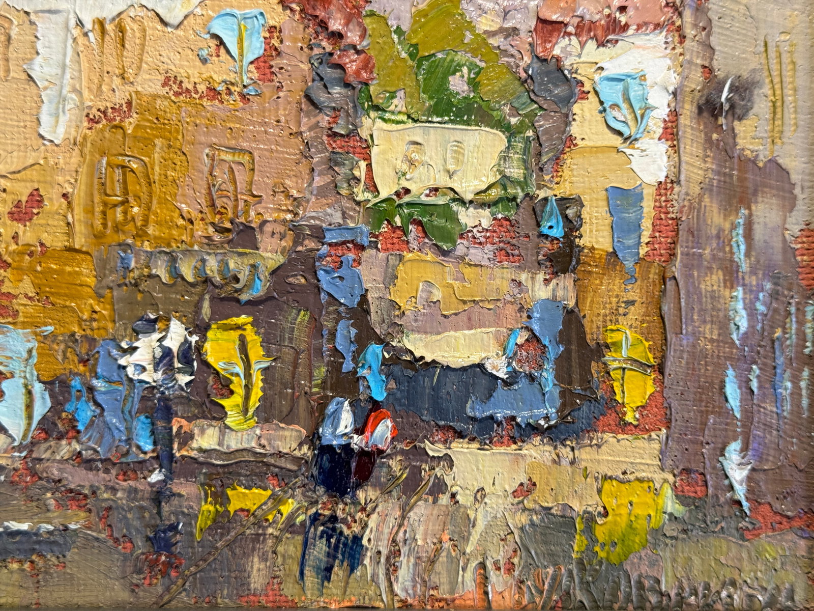 Oil painting with frame Lviv market square K. Leonid - 7