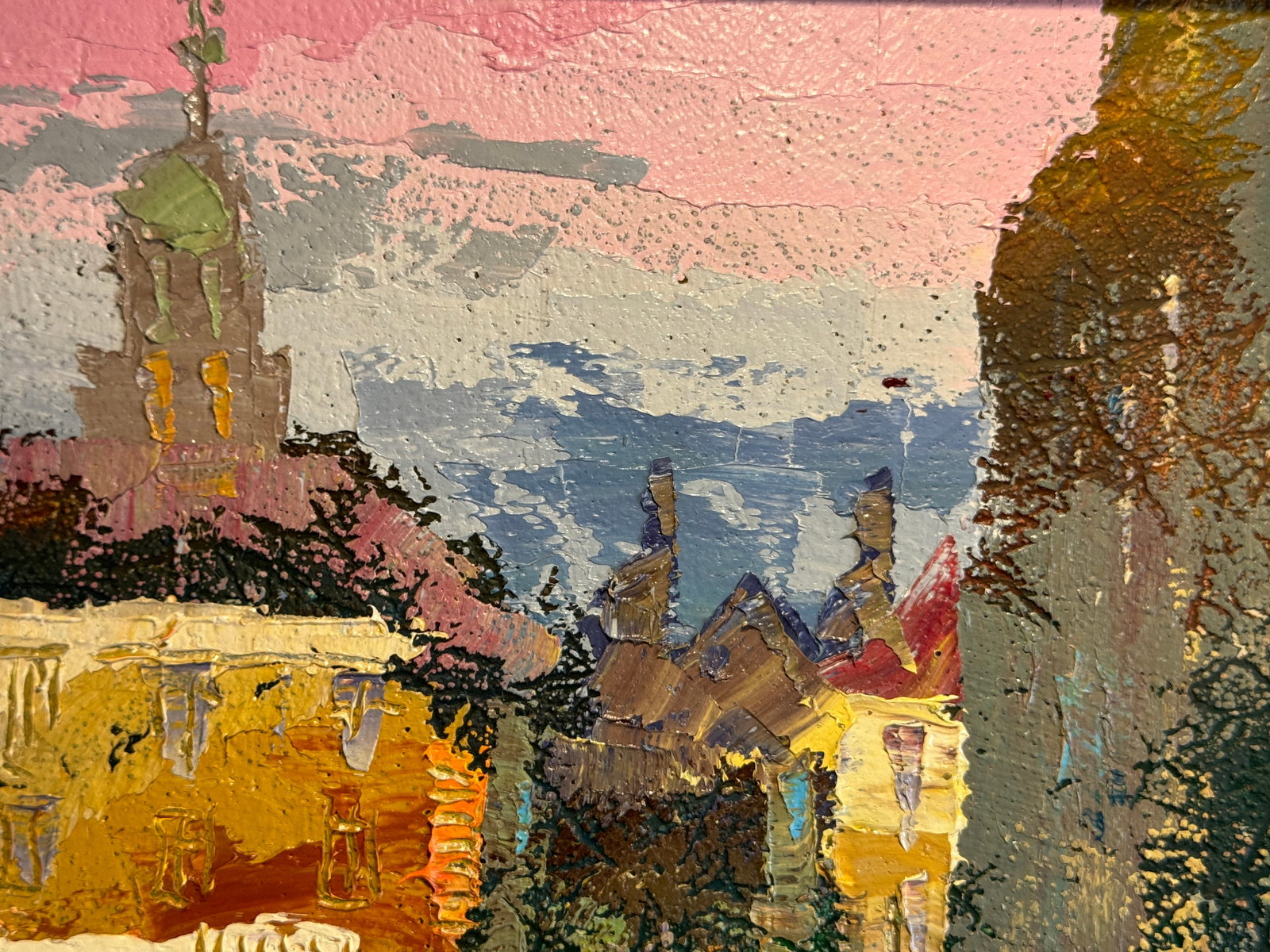 Oil painting with frame Lviv market square K. Leonid - 4