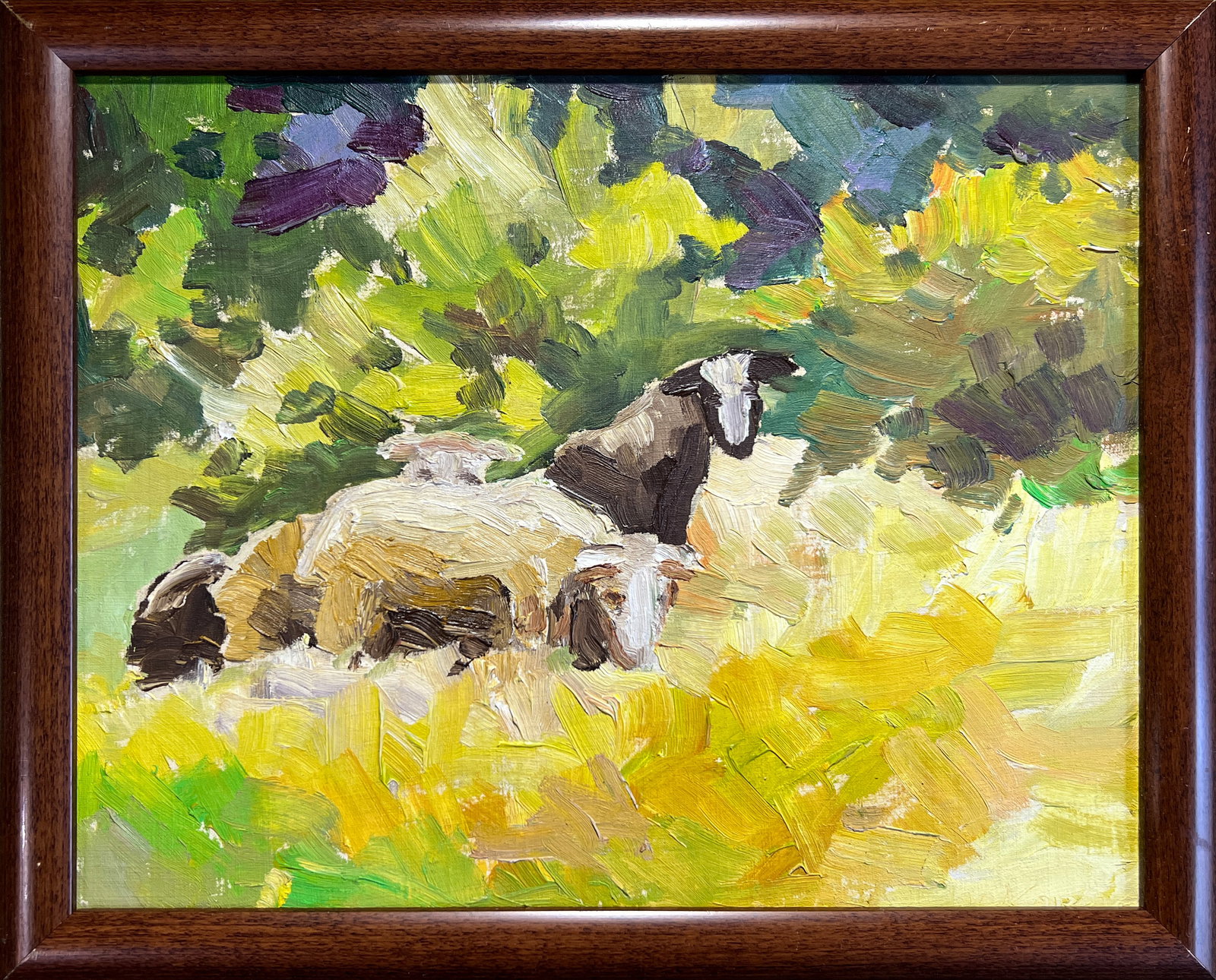 Oil painting with frame Sheep K. Leonid: Title: Oil painting with frame Sheep K. Leonid Description: 165KK Painter: K. Leonid Size: 24x30 cm/ 9.44x11.81 inches Components: oil, canvas, fiberboard Original painting CONDITION: exellent ERA:201