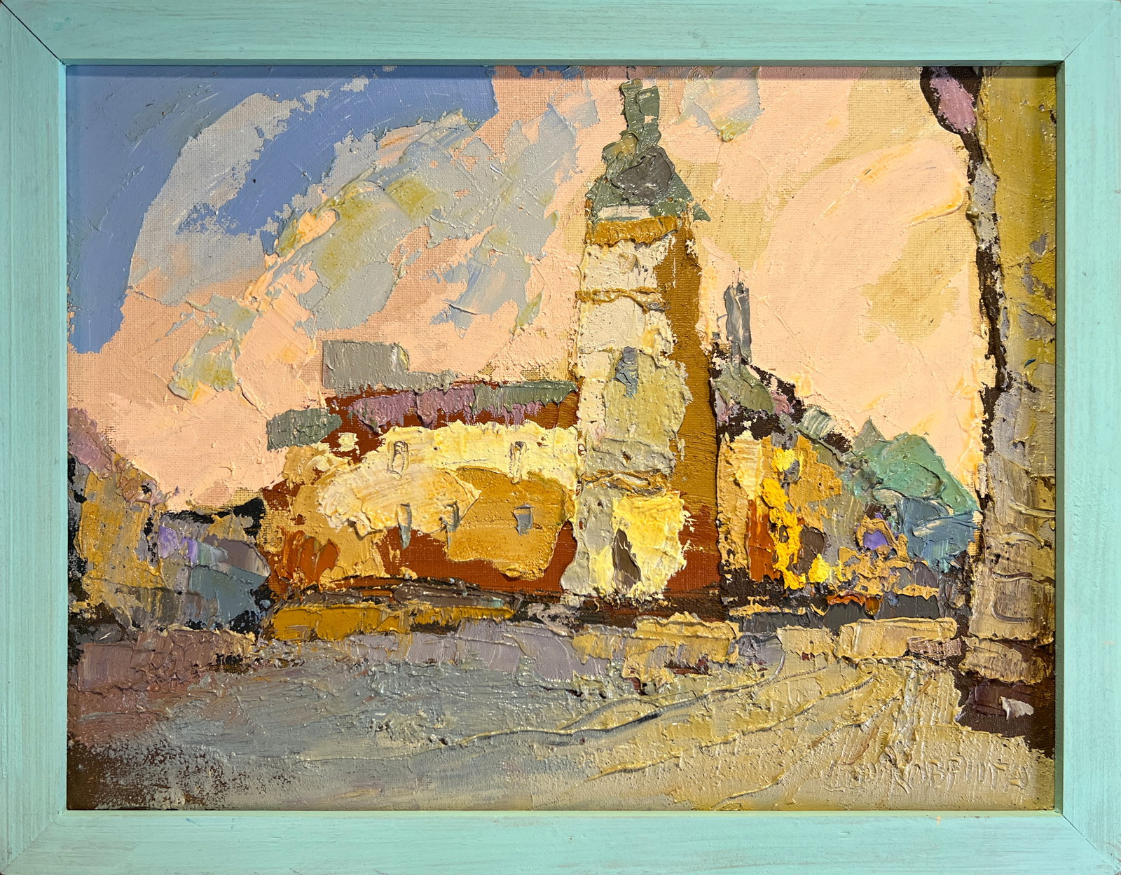 Oil painting with frame Lviv, St. Anne's Church K. Leonid: Title: Oil painting with frame Lviv, St. Anne's Church K. Leonid Description: 175KK Painter: K. Leonid Size: 30x40 cm/ 11.81x15.74 inches Components: oil, canvas, cardboard Original painting CONDITION