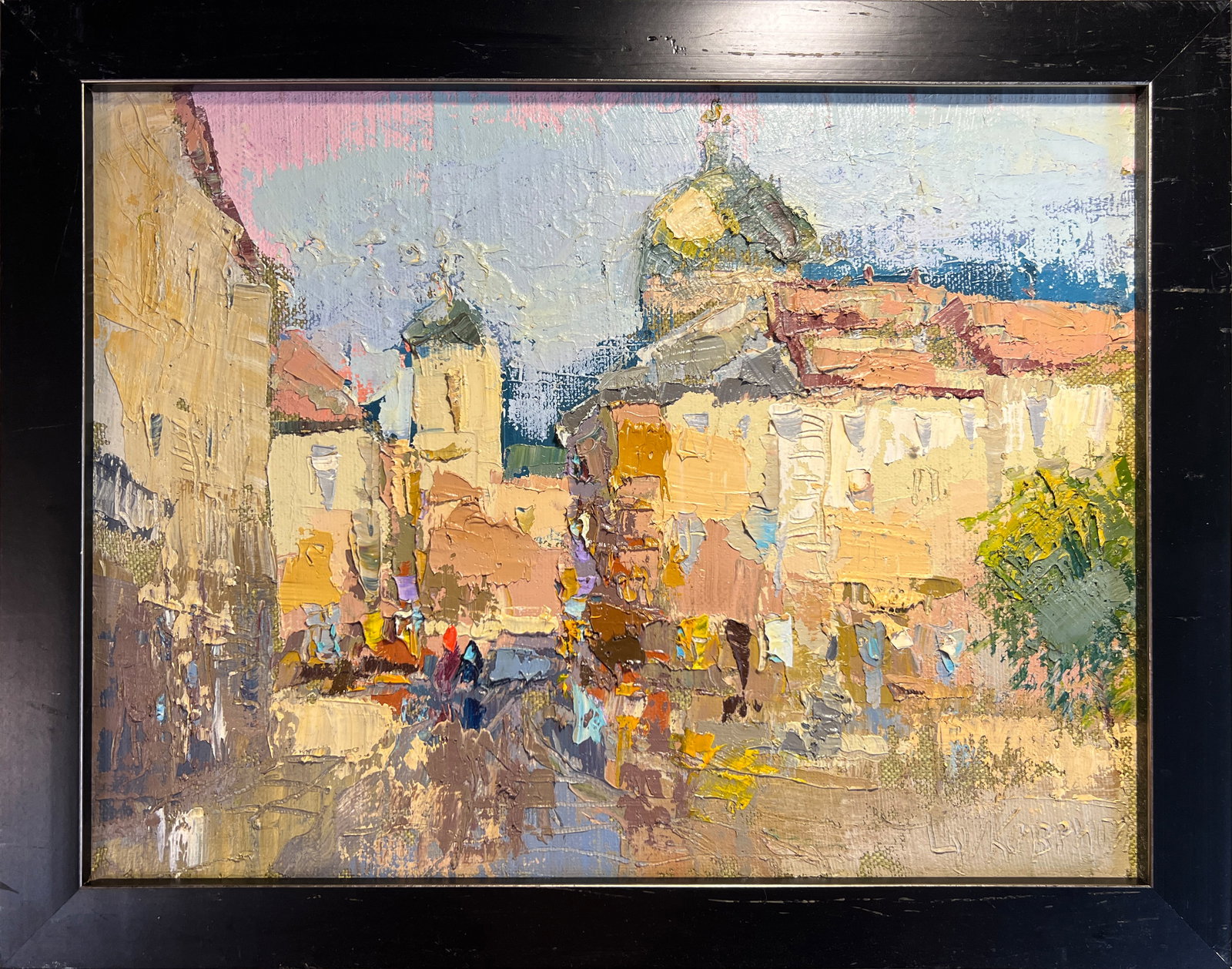 Oil painting with frame Lviv market square K. Leonid: Title: Oil painting with frame Lviv market square K. Leonid Description: 184KK Painter: K. Leonid Size: 30x40 cm/ 11.81x15.74 inches Components: oil, canvas Original painting CONDITION: exellent ERA:2