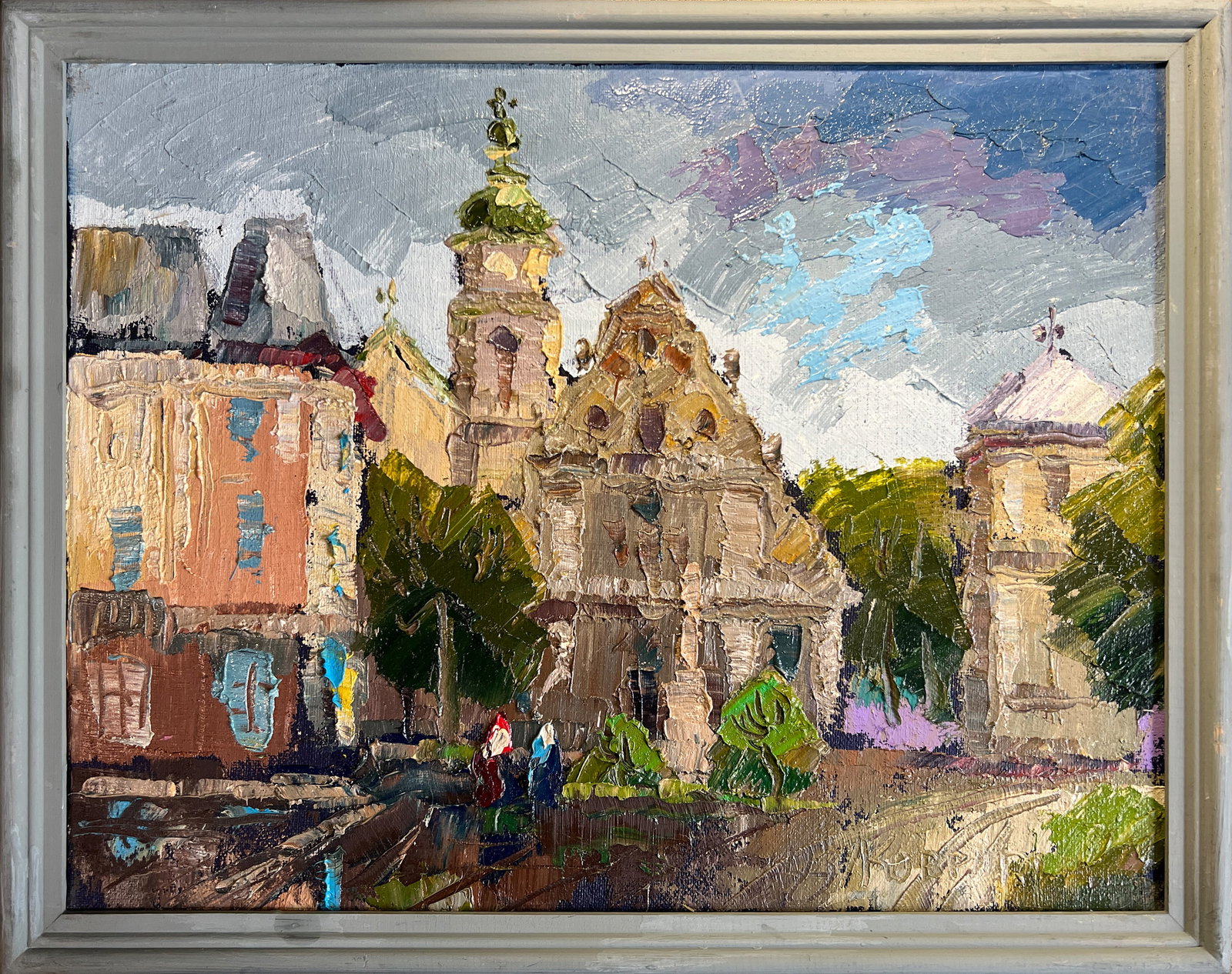 Oil painting with frame Lviv, Bernardine Monastery K. Leonid: Title: Oil painting with frame Lviv, Bernardine Monastery K. Leonid Description: 208KK Painter: K. Leonid Size: 35x45 cm/ 13.77x17.71 inches Components: oil, canvas Original painting 
