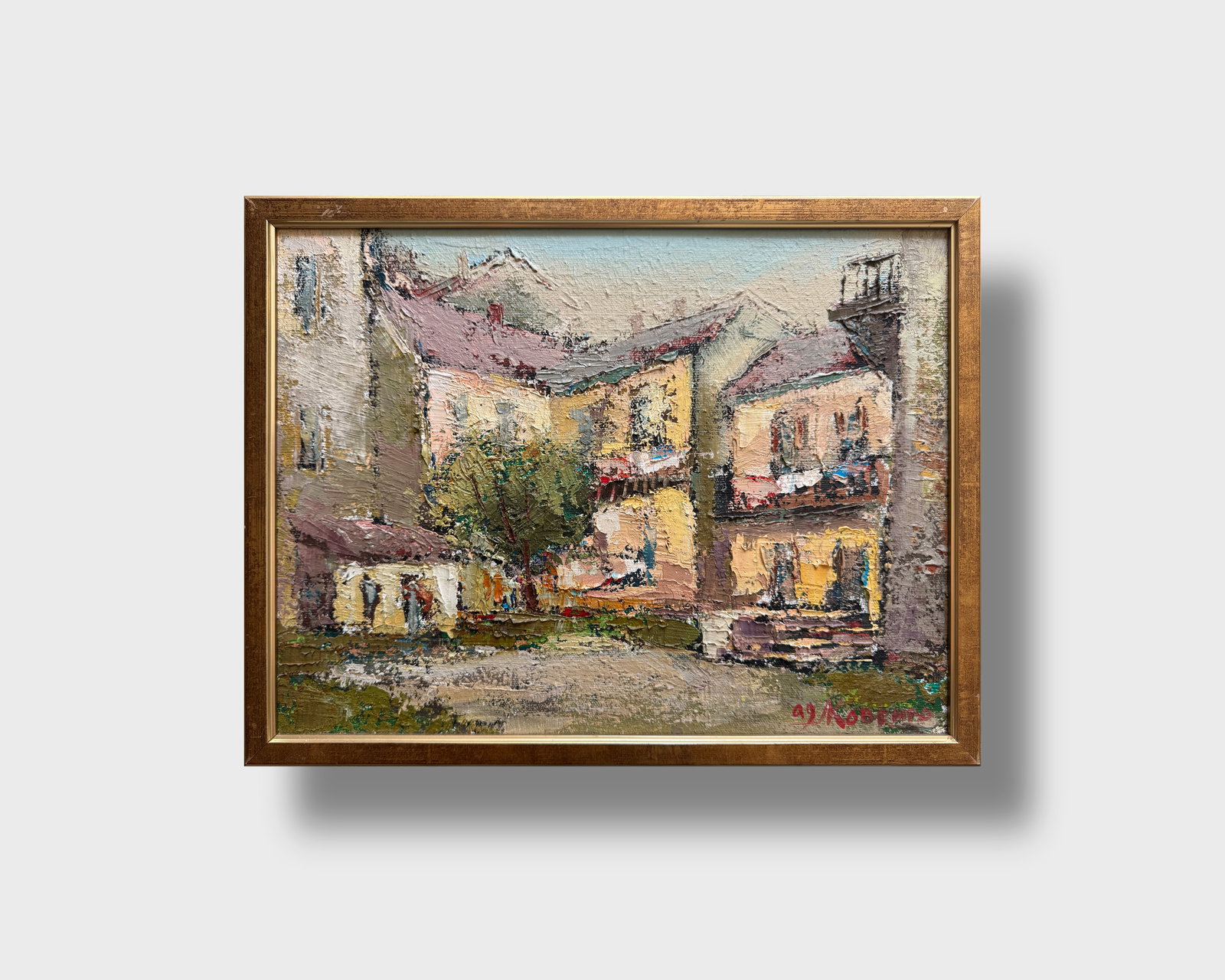 Oil painting with frame City yard K. Leonid - 12
