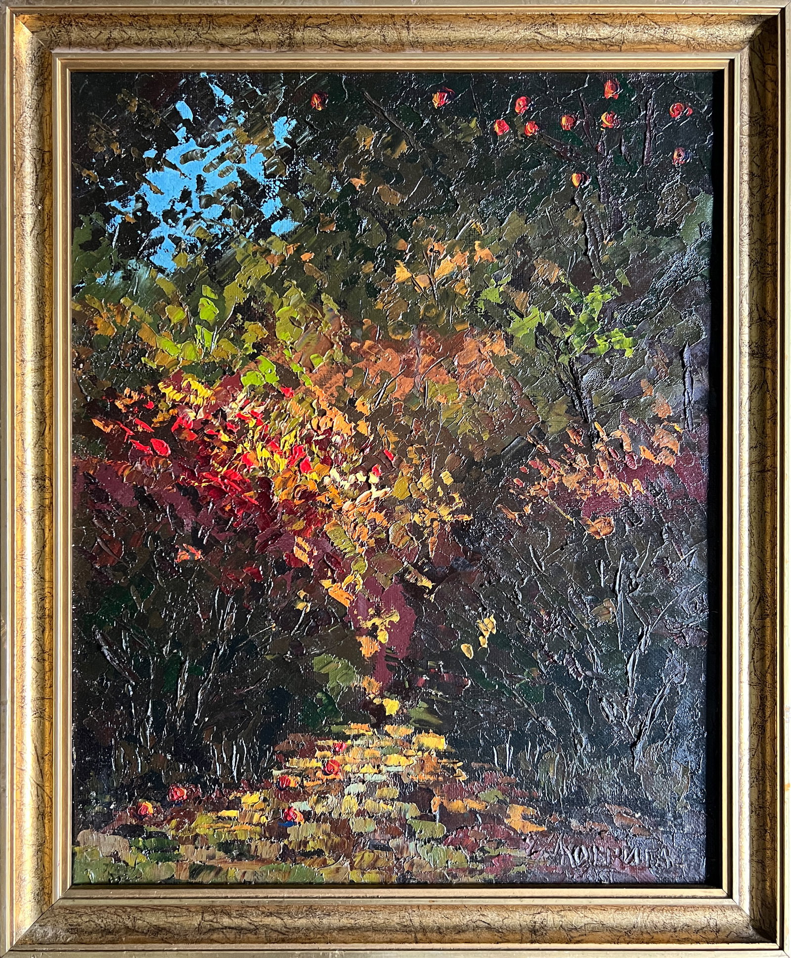 Abstract Oil painting with frame Autumn K. Leonid: Title: Abstract Oil painting with frame Autumn K. Leonid Description: 415KK Painter: K. Leonid Size: 50x40 cm/ 19.68x15.74 inches Components: oil, canvas Original painting CONDITION: exellent ERA:1997