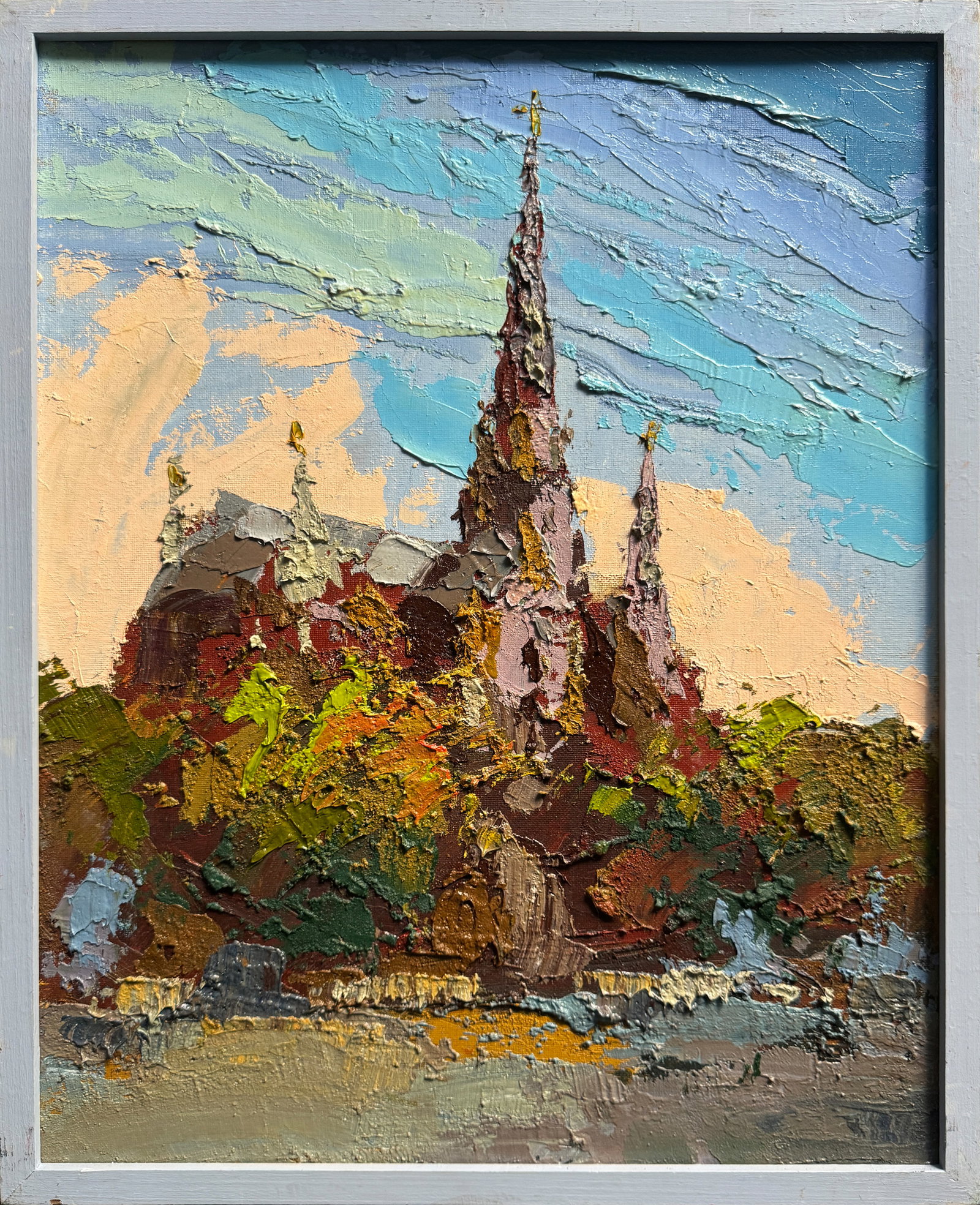 Oil painting with frame Lviv, Church of Saints Olga and Elizabeth K. Leonid: Title: Oil painting with frame Lviv, Church of Saints Olga and Elizabeth K. Leonid Description: 448KK Painter: K. Leonid Size: 50x40 cm/ 19.68x15.74 inches Components: oil, canvas, cardboard Original