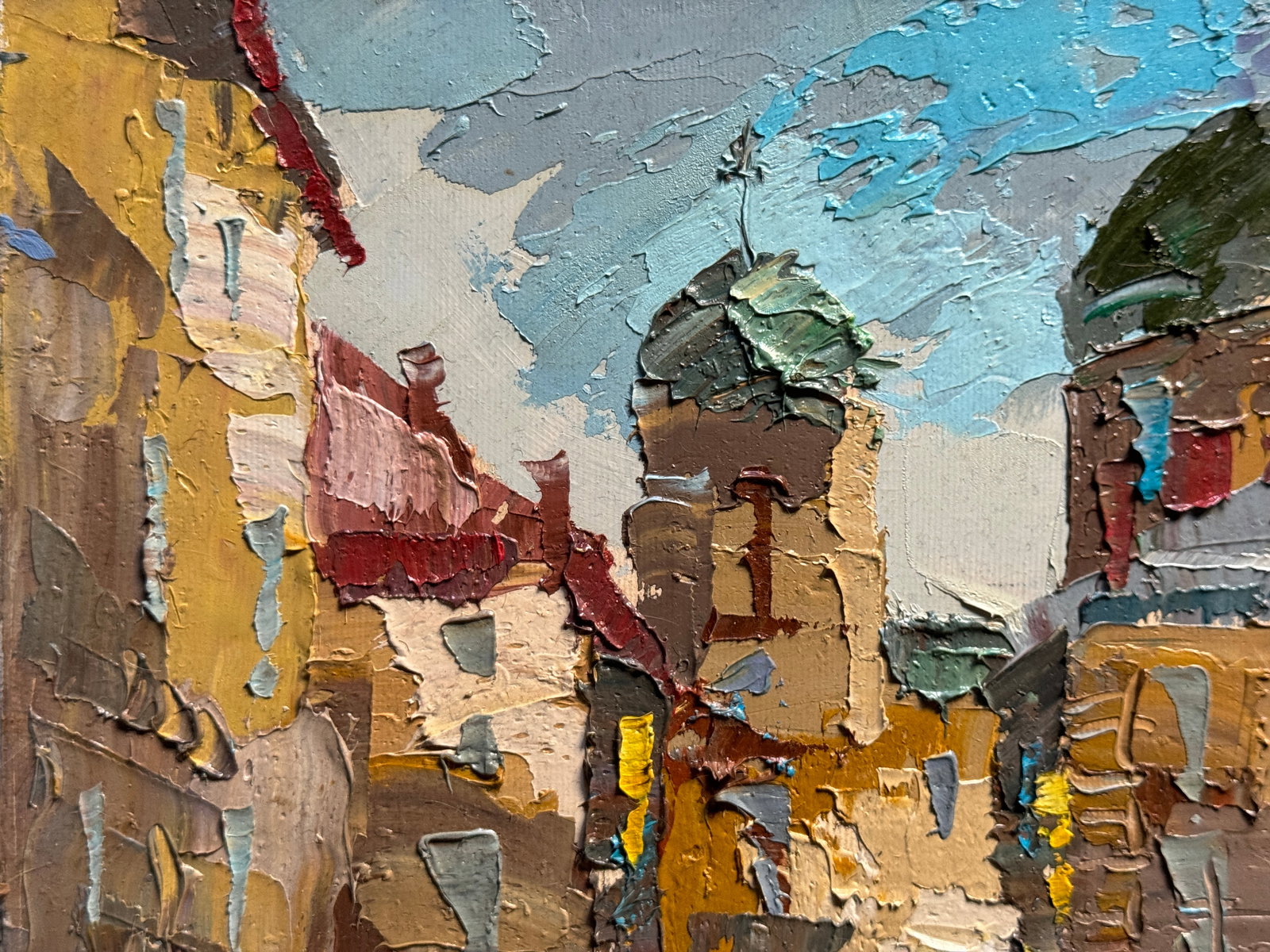 Oil painting with frame Lviv, market square K. Leonid - 2
