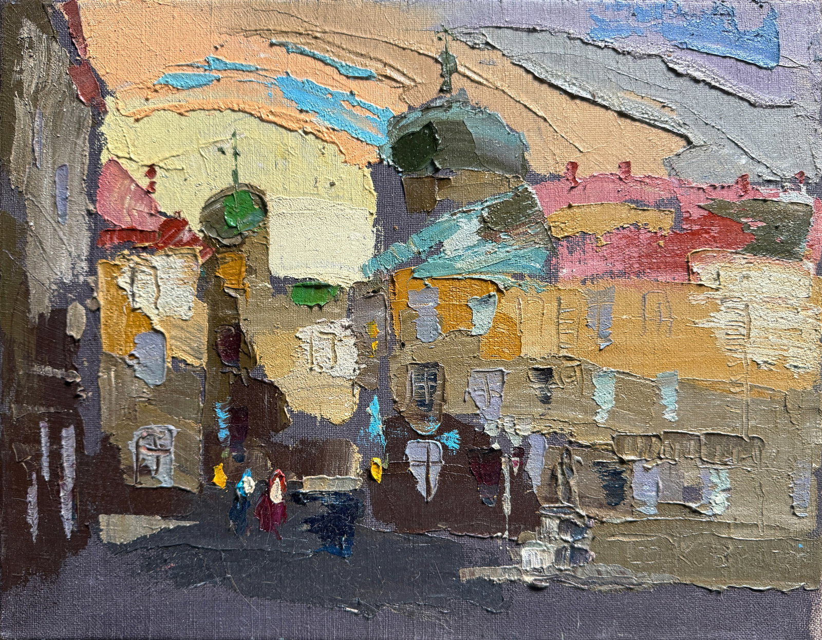 Oil painting with frame Lviv Square Market K. Leonid: Title: Oil painting with frame Lviv Square Market K. Leonid Description: 469KK Painter: K. Leonid Size: 35x45 cm/ 13.77x17.71 inches Components: oil, canvas Original painting CONDITION: