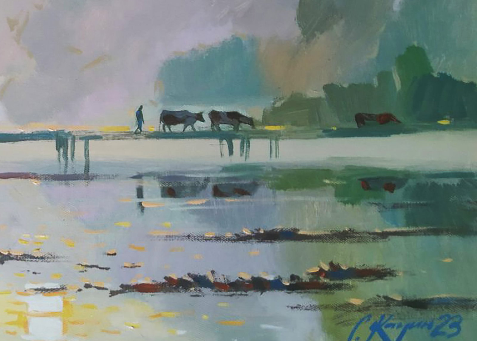 Acrylic painting Foggy morning Serhii Kachyn - 5