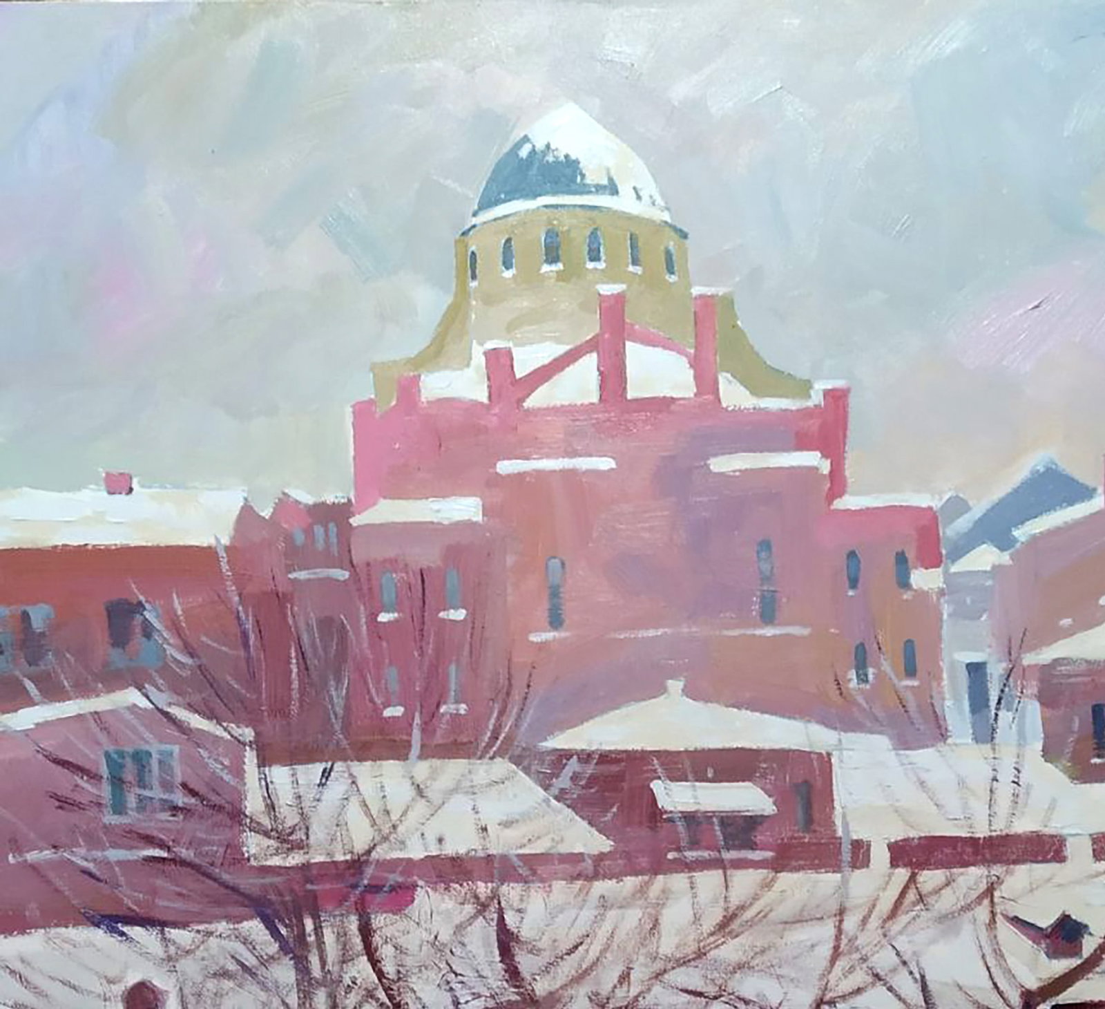Acrylic painting Winter day in the city Serhii Kachyn - 2
