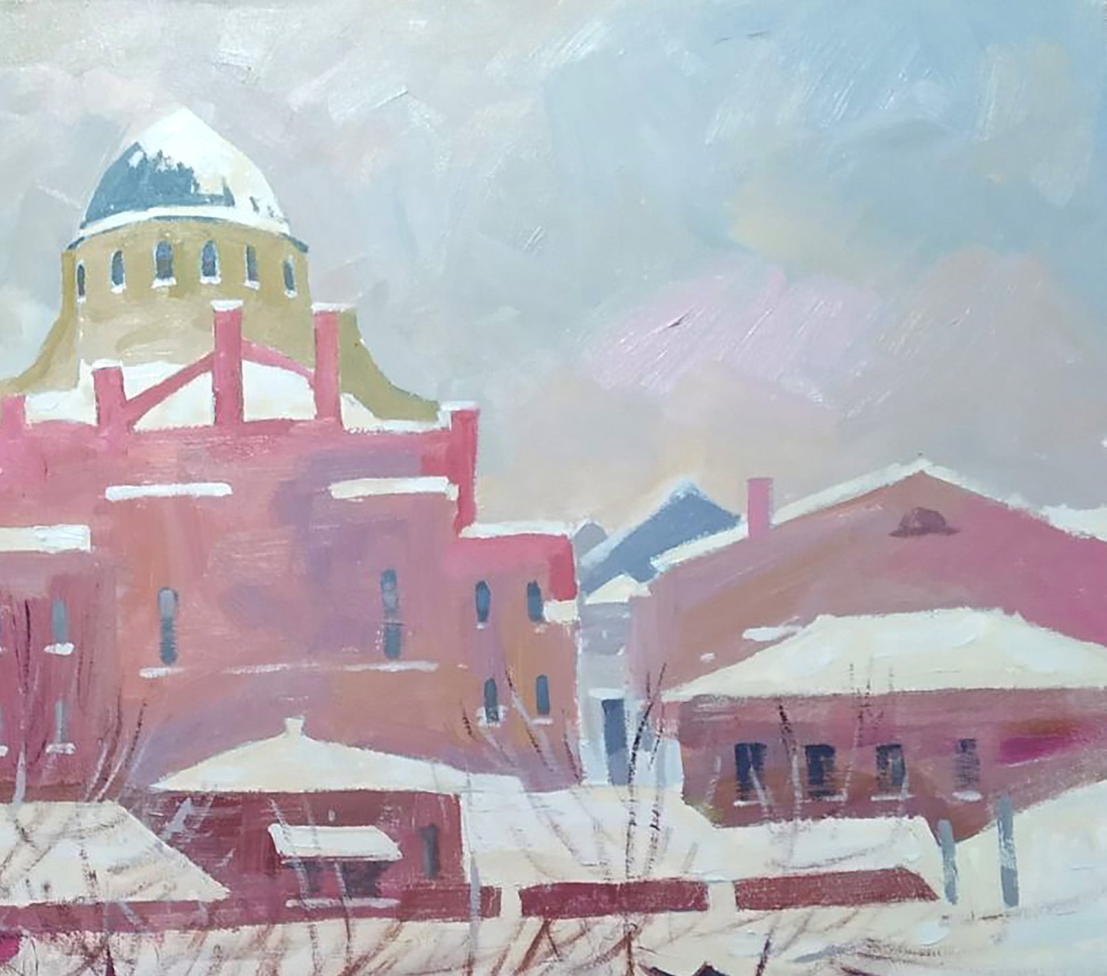 Acrylic painting Winter day in the city Serhii Kachyn - 3