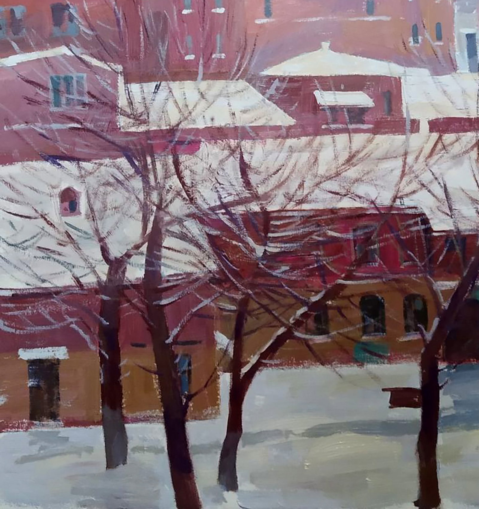 Acrylic painting Winter day in the city Serhii Kachyn - 4