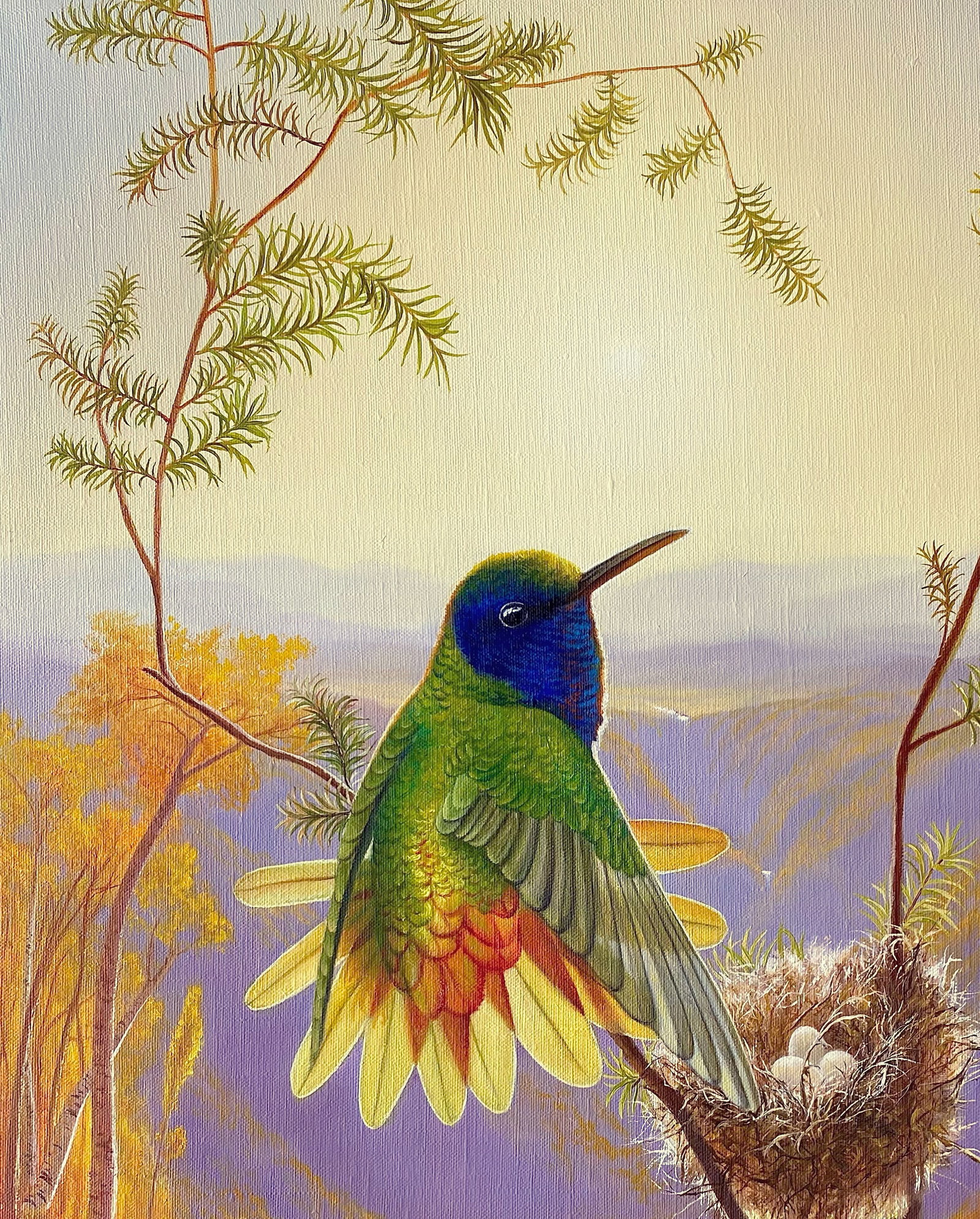Oil painting Hummingbird nest Kateryna Bukuros - 2