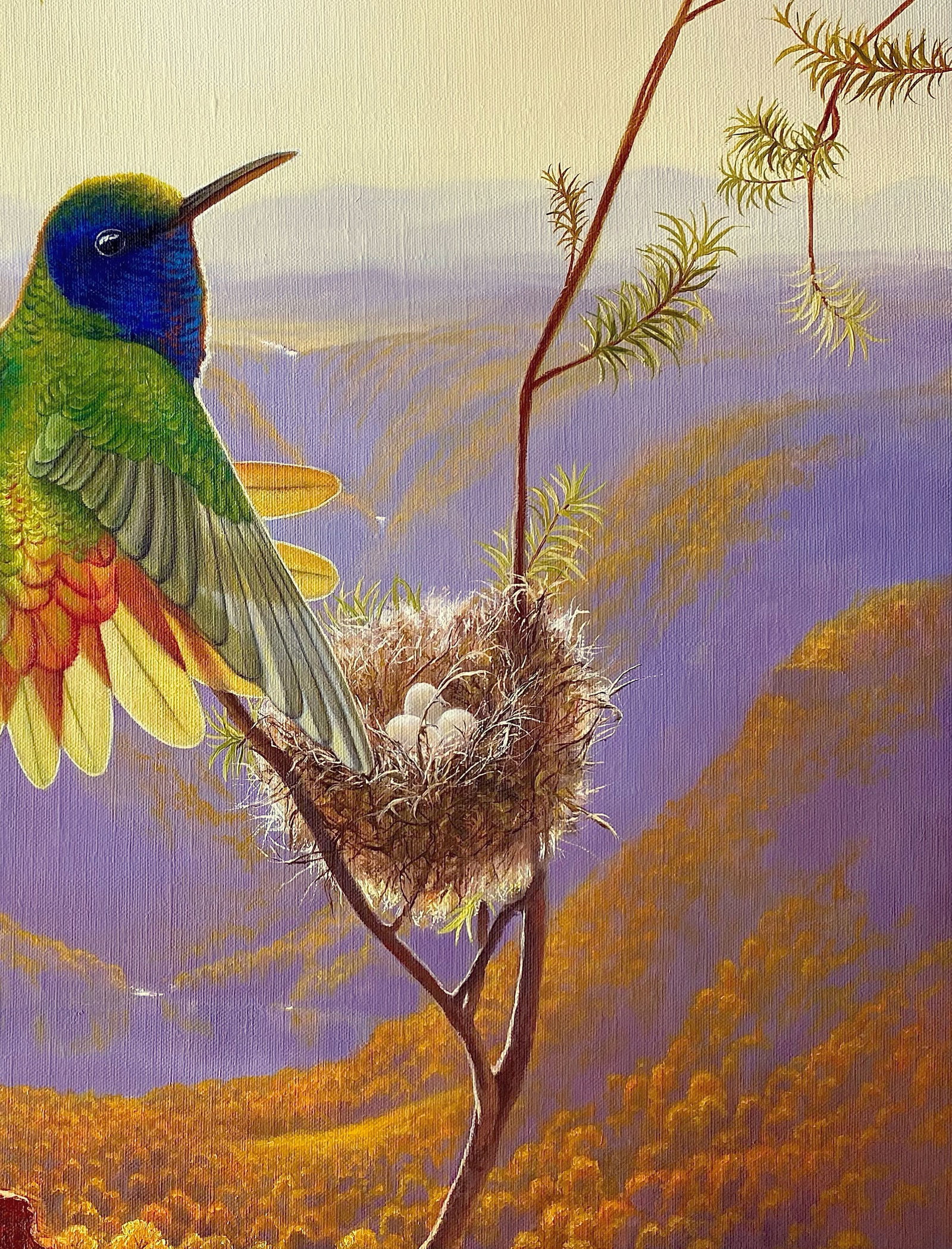 Oil painting Hummingbird nest Kateryna Bukuros - 5