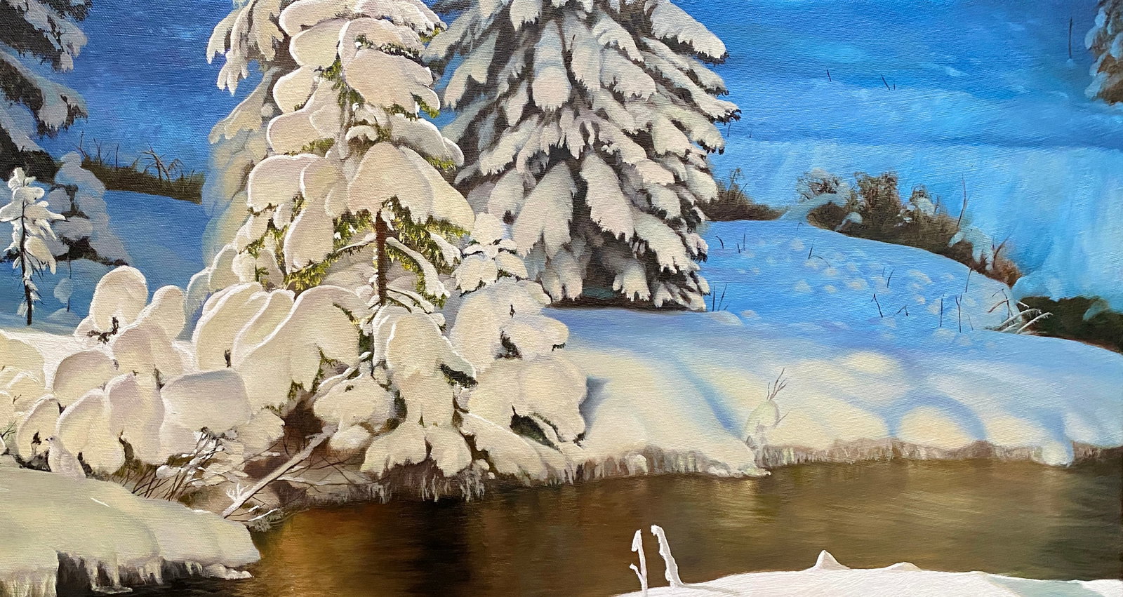 Oil painting Winter forest Kateryna Bukuros - 3