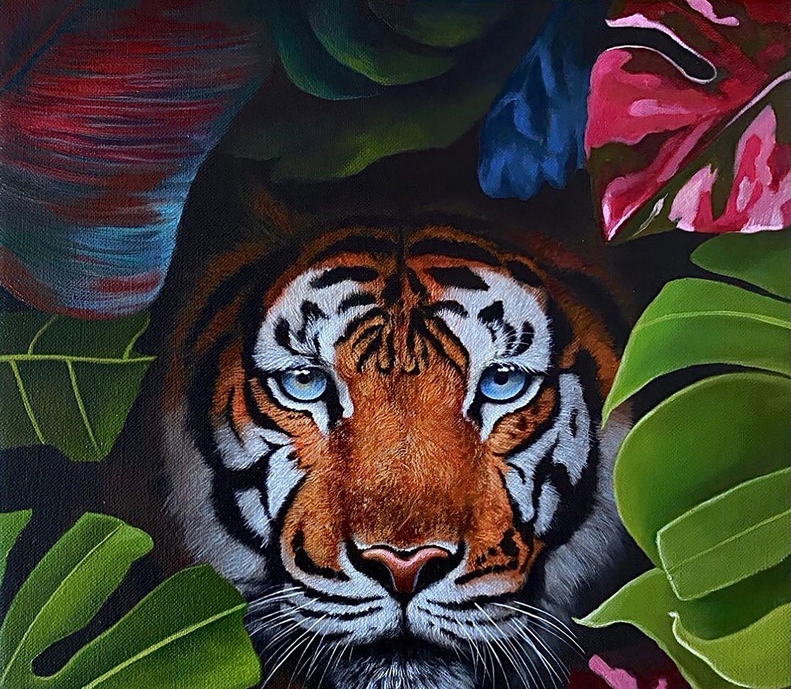 Oil painting Tiger in the bushes Kateryna Bukuros - 8