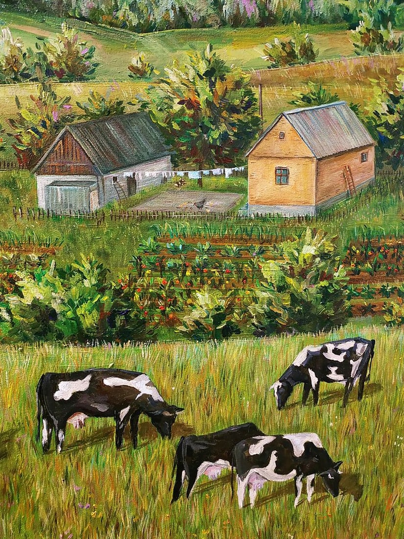 Oil painting Life in the village in summer Oksana Sklym - 2