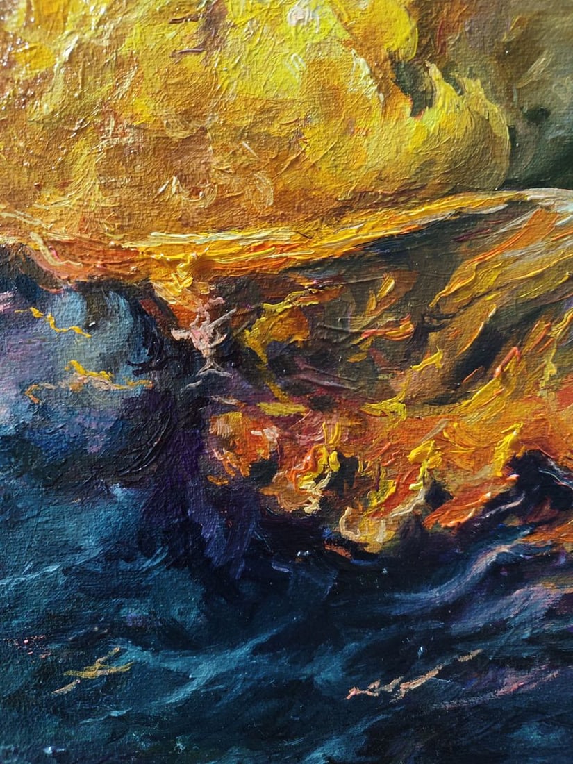 Acrylic painting Fiery daytime clouds Oksana Sklym - 8