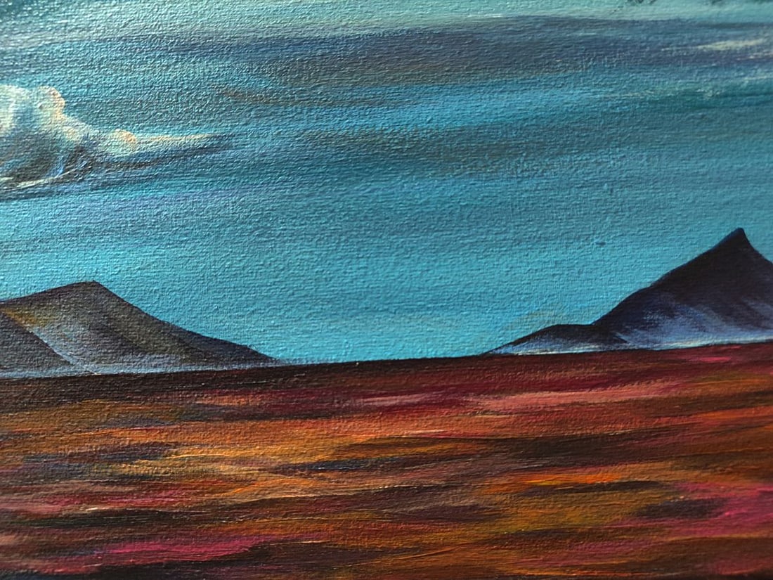 Acrylic painting Fiery daytime clouds Oksana Sklym - 9