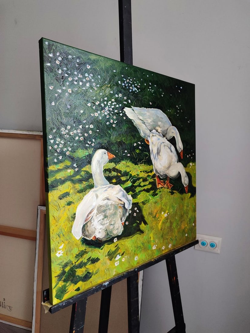 Oil painting Geese's afternoon lunch Oksana Sklym - 3