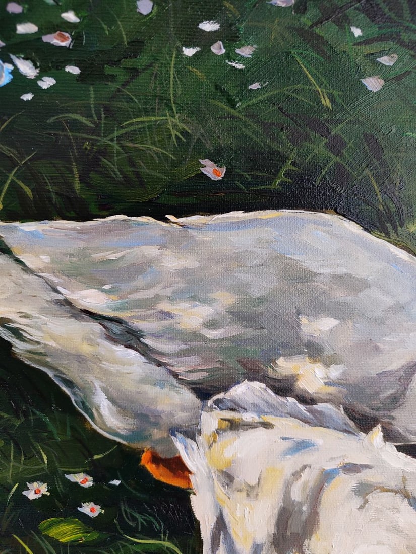 Oil painting Geese's afternoon lunch Oksana Sklym - 7